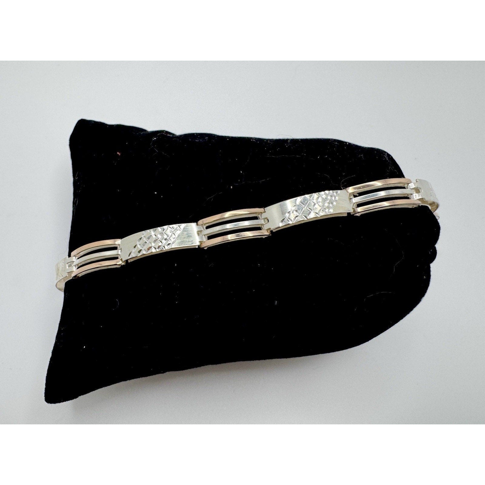 Designer Peruvian Sterling Silver 950 and 18K Gold Inlay Bracelet - 7.5”