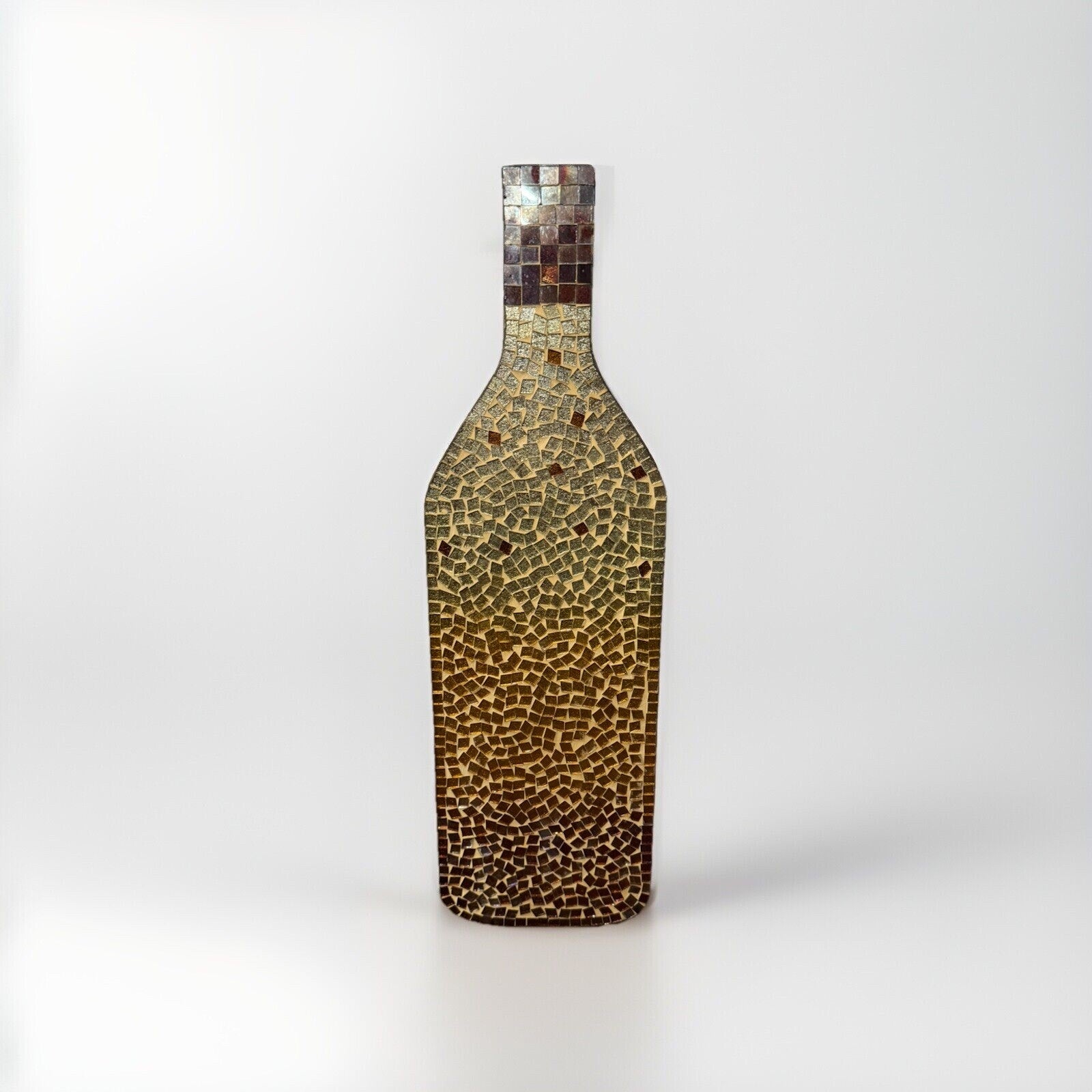 Mosaic Art Bronze Wine Bottle Home Decor Rustic - 18"