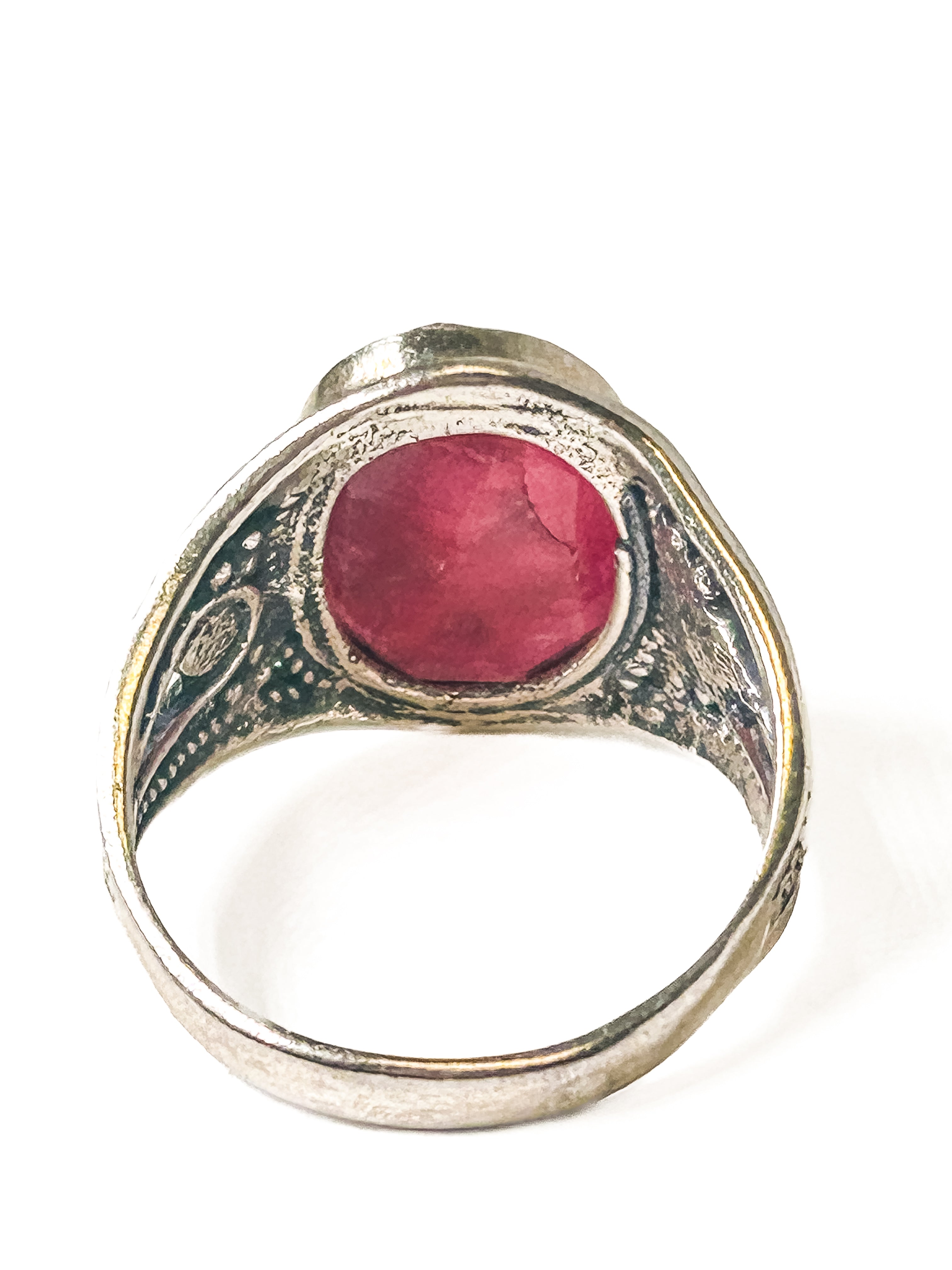 Vintage 925 Sterling Silver Oval Ruby Ring - Size 7 - Frijja, LLC