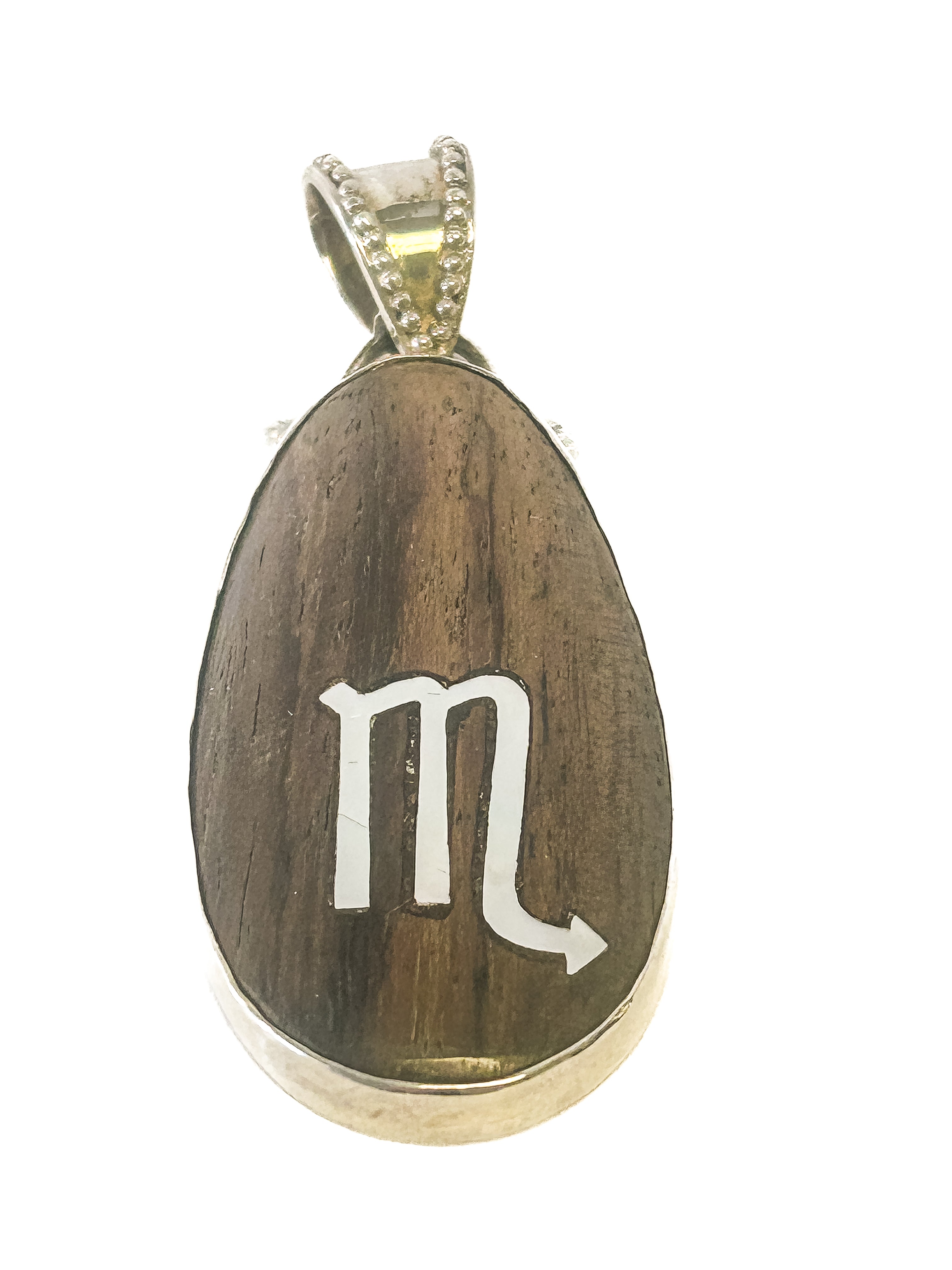 Vintage 925 Sterling Silver Virgo Wooden Pendant - Frijja, LLC