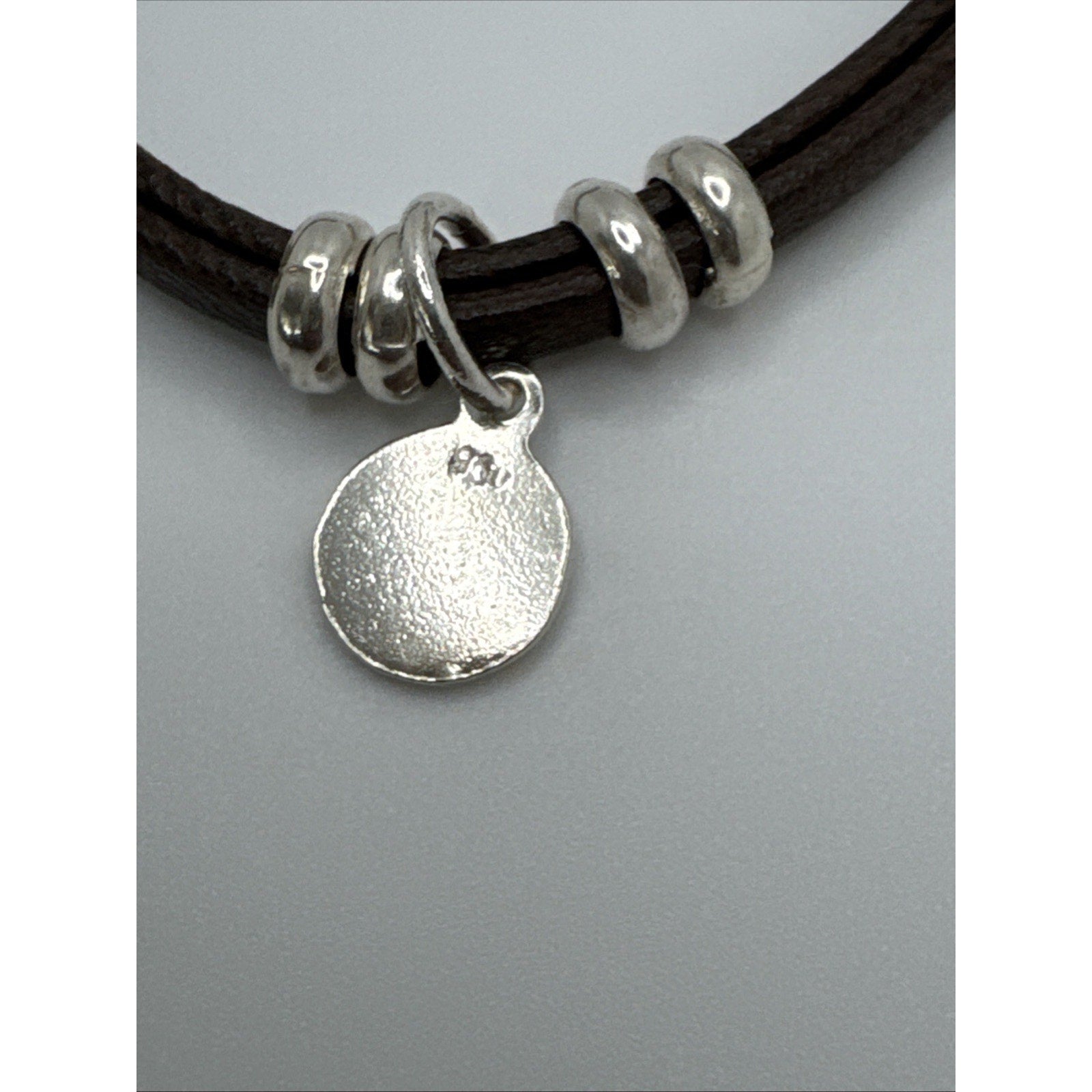 950 Sterling Silver Brown Leather Bracelet Tree Of Life Charm