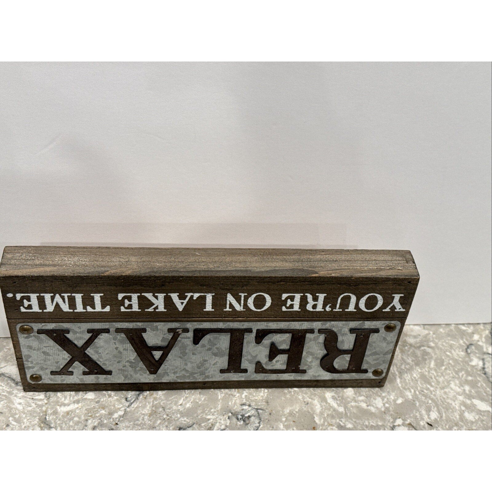 Mudpie Wood Metal Farmhouse Decor Sign - Relax You're On Lake Time