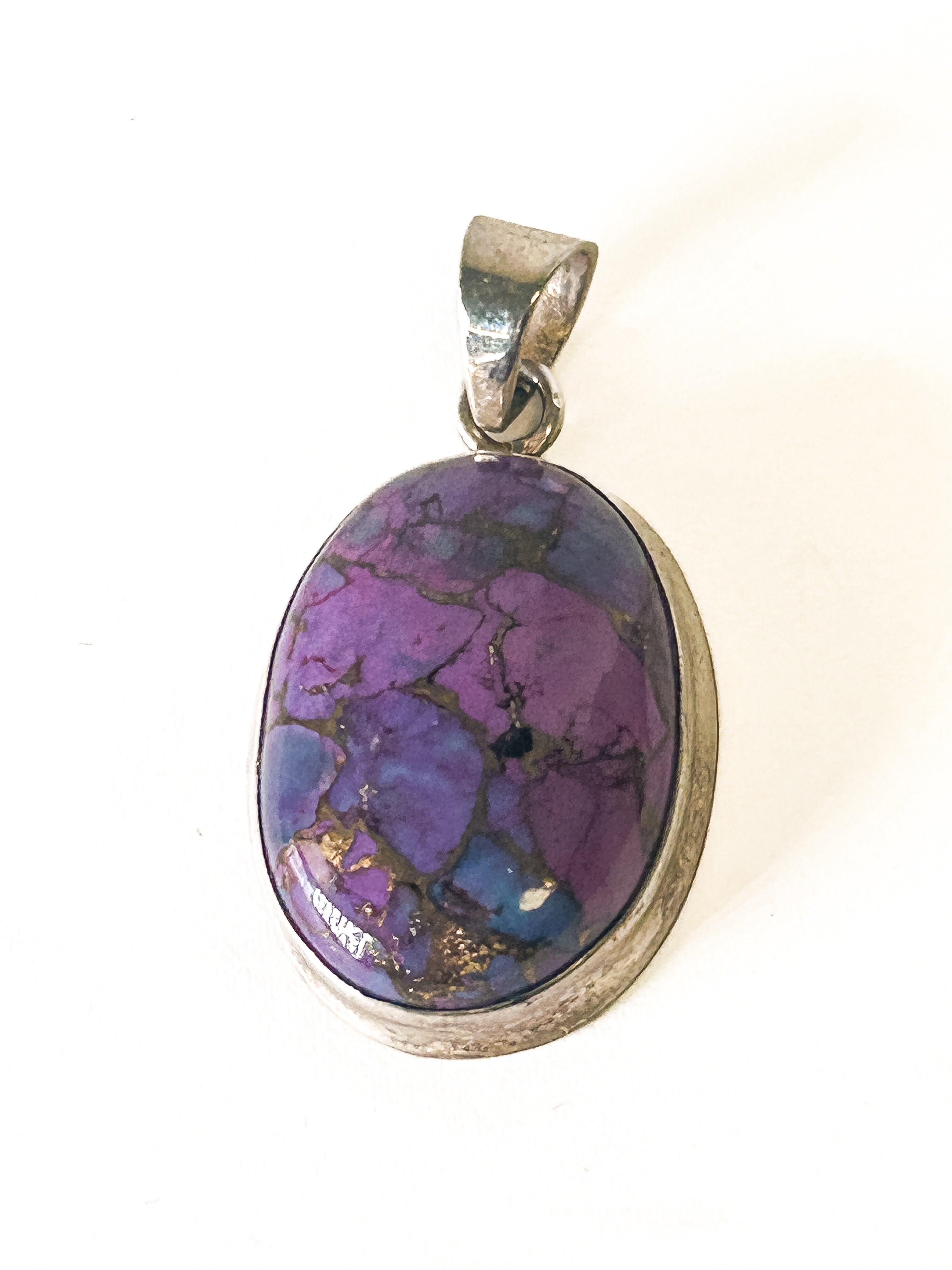 Vintage 925 Sterling silver Purple Copper Turquoise Pendant - Frijja, LLC