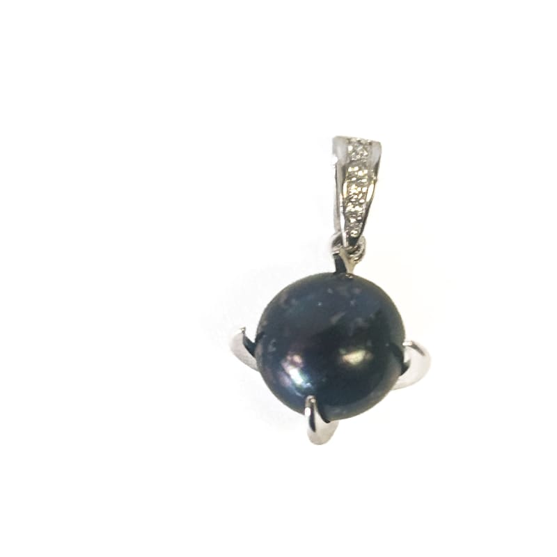 925 Sterling Silver Black Fresh Water Pearl Pendant - Frijja, LLC