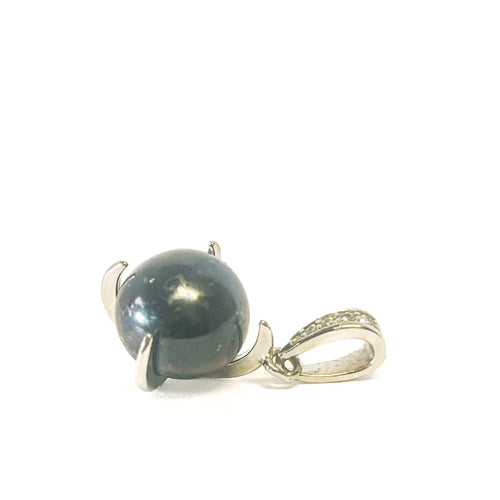 925 Sterling Silver Black Fresh Water Pearl Pendant - Frijja, LLC