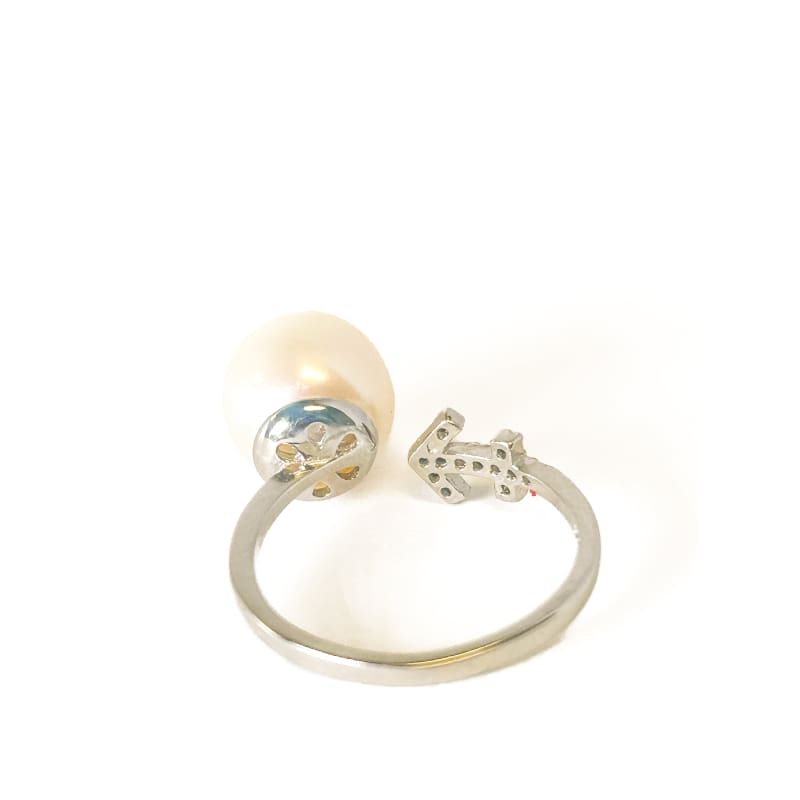 925 Sterling Silver Pearl Anchor Adjustable Ring - Frijja, LLC