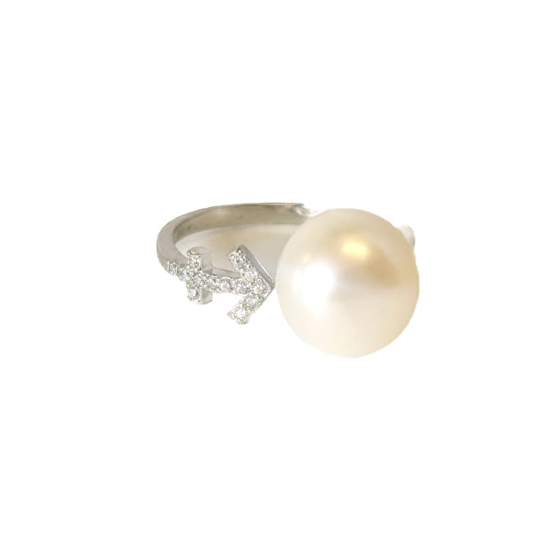 925 Sterling Silver Pearl Anchor Adjustable Ring - Frijja, LLC