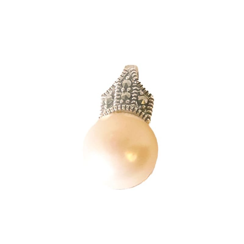 925 Sterling Silver Pearl and Marcasite Pendant - Frijja, LLC