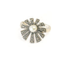 925 Sterling Silver Pearl and Marcasite Ring Size 6 - Frijja, LLC
