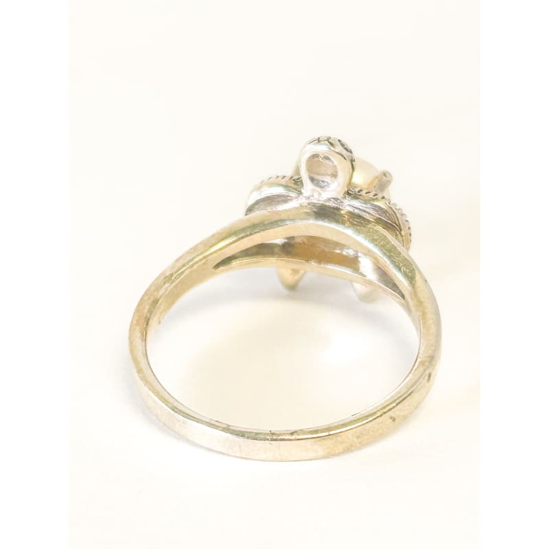 925 Sterling Silver Pearl and marcasite Turtle Ring Size 8 - Frijja, LLC