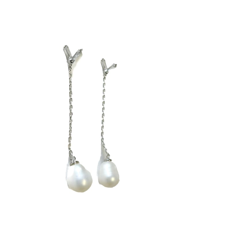 925 Sterling Silver Pearl Dangle Earrings - Frijja, LLC