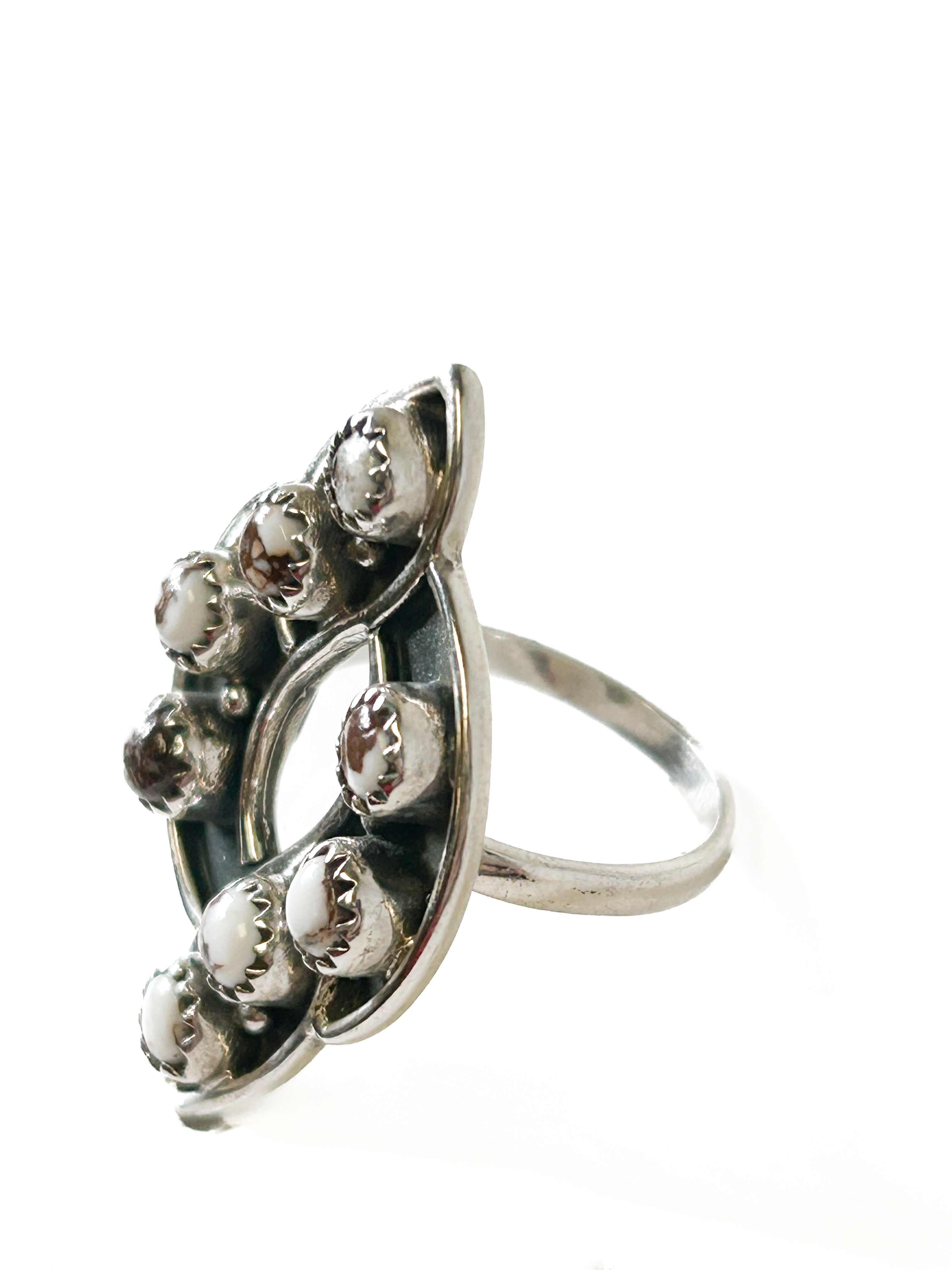 Vintage 925 Sterling Silver White Buffalo Turquoise Ring - Size 8 - Frijja, LLC