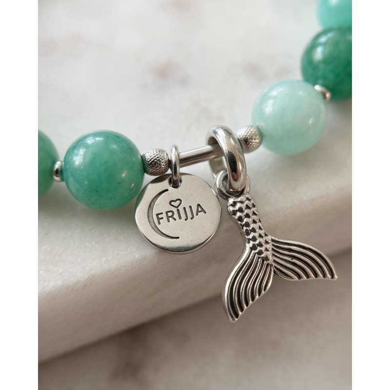 .950 Sterling Silver Amazonite Gemstone Fish Tail Bracelet - 7.5” - Frijja, LLC