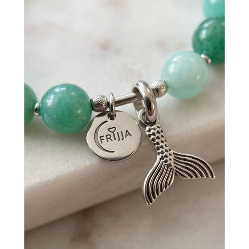 .950 Sterling Silver Amazonite Gemstone Fish Tail Bracelet - 7.5” - Frijja, LLC