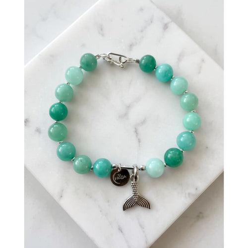 .950 Sterling Silver Amazonite Gemstone Fish Tail Bracelet - 7.5” - Frijja, LLC