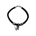 950 Sterling Silver Black Leather Bracelet Butterfly Charm - Frijja, LLC