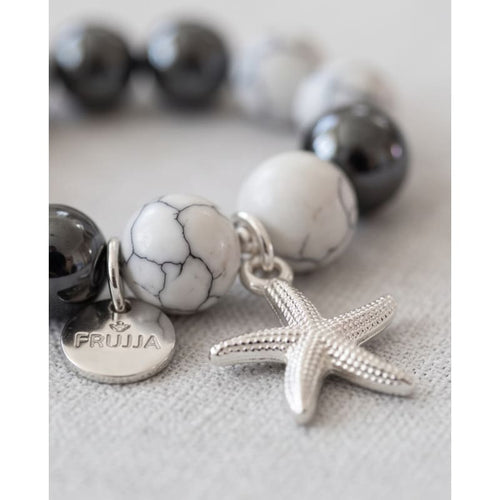 .950 Sterling Silver Hematite Howlite Stones Bracelet - 7.5” - Frijja, LLC