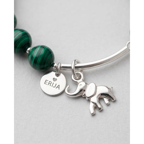 .950 Sterling Silver Hematite Malaquite Gemstones Bracelet - 7.5” - Frijja, LLC