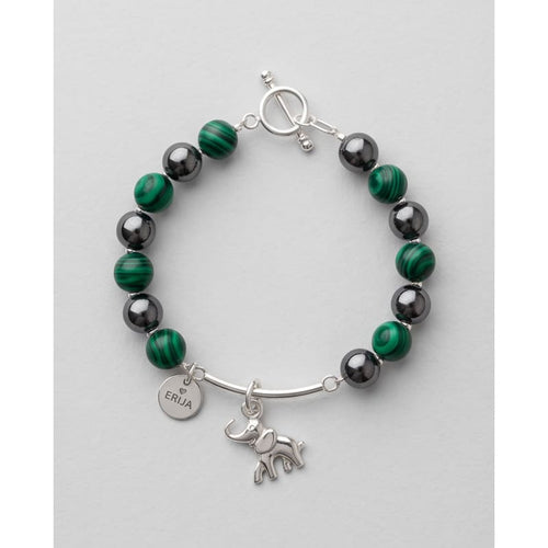 .950 Sterling Silver Hematite Malaquite Gemstones Bracelet - 7.5” - Frijja, LLC