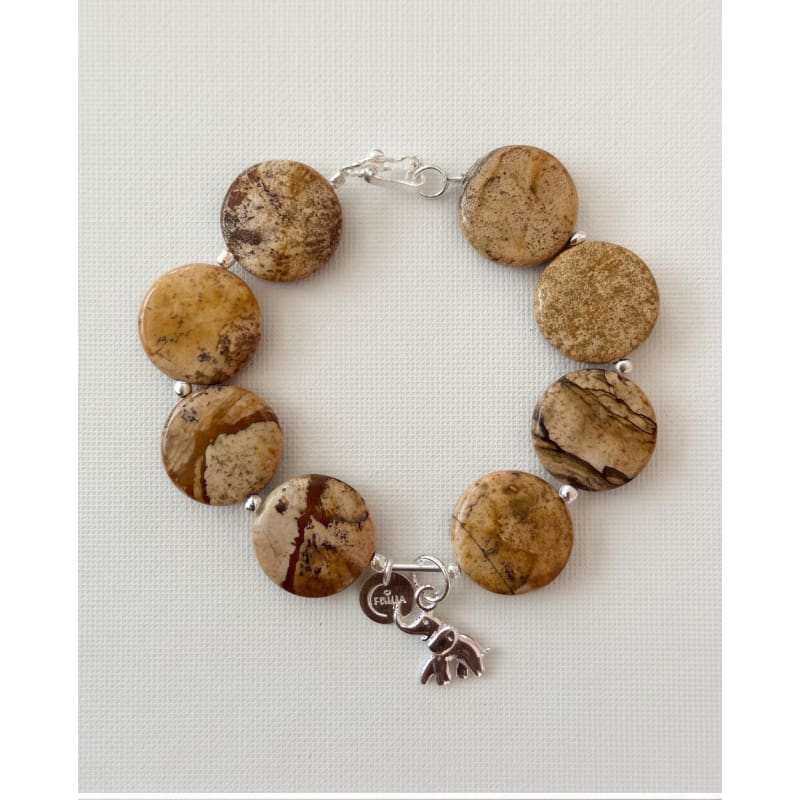 .950 Sterling Silver Picture Jasper Bracelet - 7.5” - Frijja, LLC