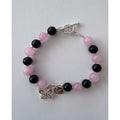 .950 Sterling Silver Rose Quartz Onyx Bracelet - 7.5” - Frijja, LLC
