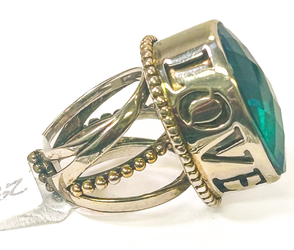 Vintage 925 Sterling Silver Apatite Love Ring size 8 - Frijja, LLC