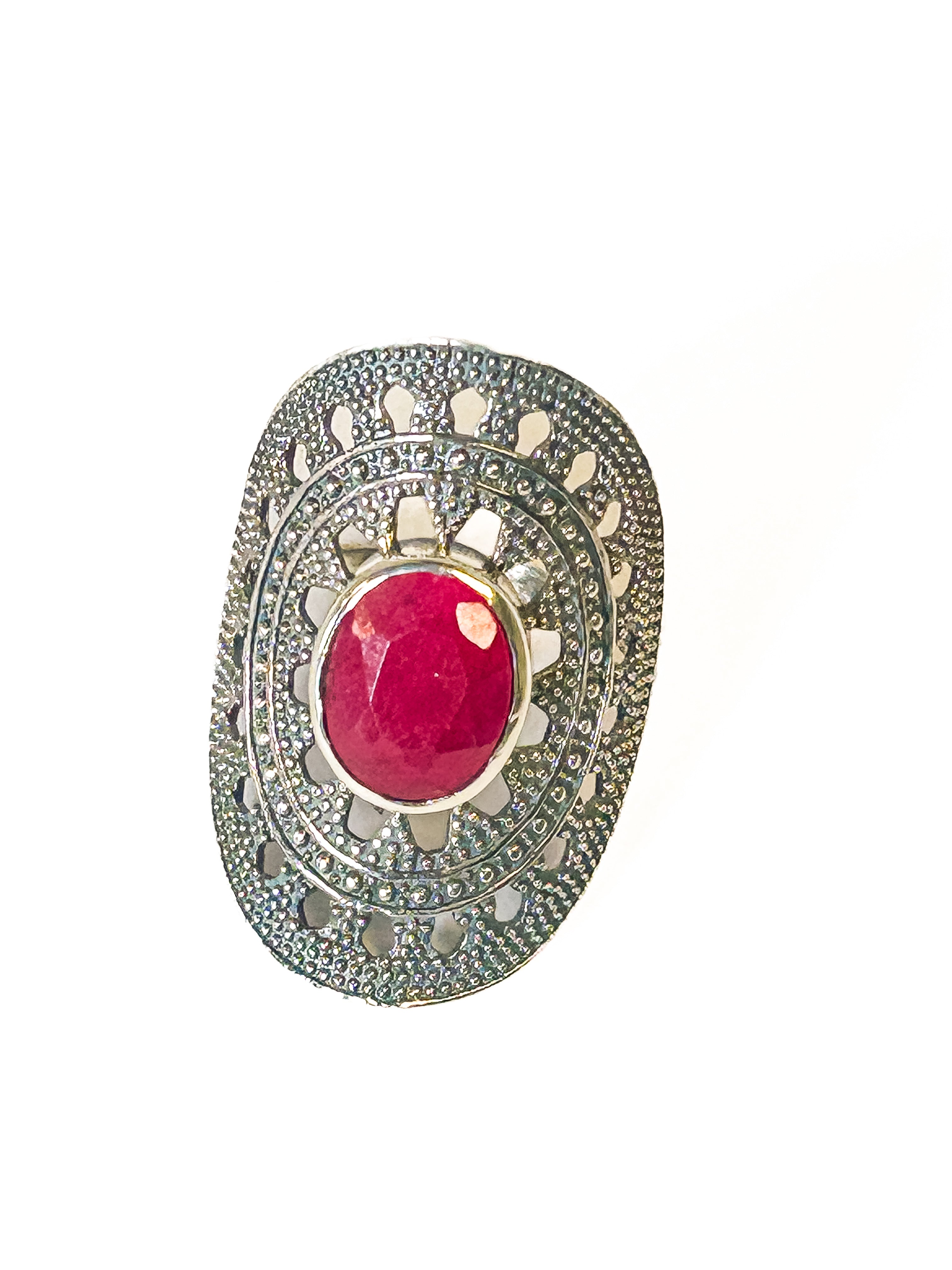 Vintage 925 Sterling Silver Ruby Ring Size 7 - Frijja, LLC