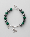 .950 Sterling Silver Hematite Malaquite Gemstones Bracelet - 7.5” - Frijja, LLC