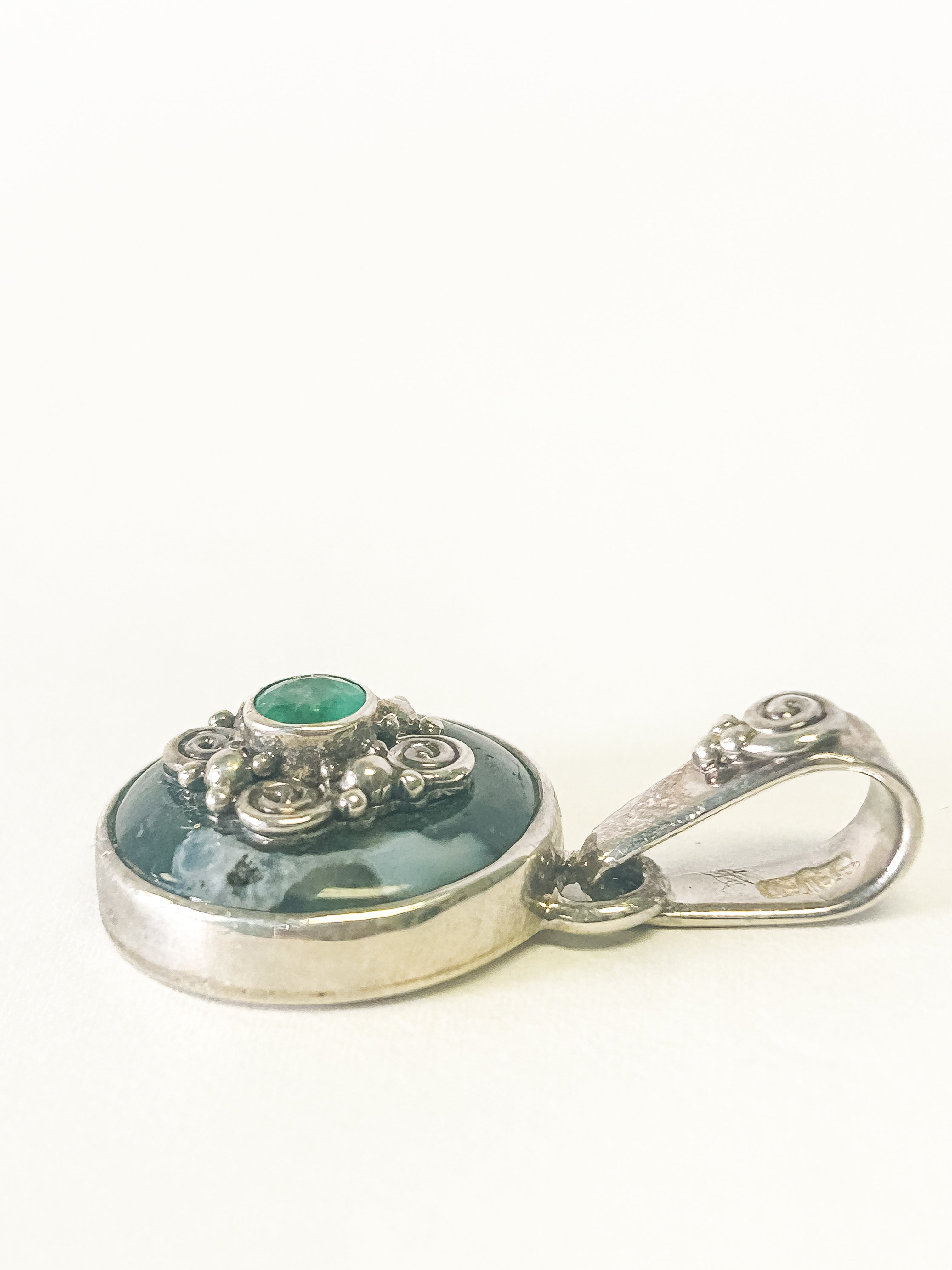Vintage 925 Sterling Silver Emerald and Ocean Jasper - Frijja, LLC