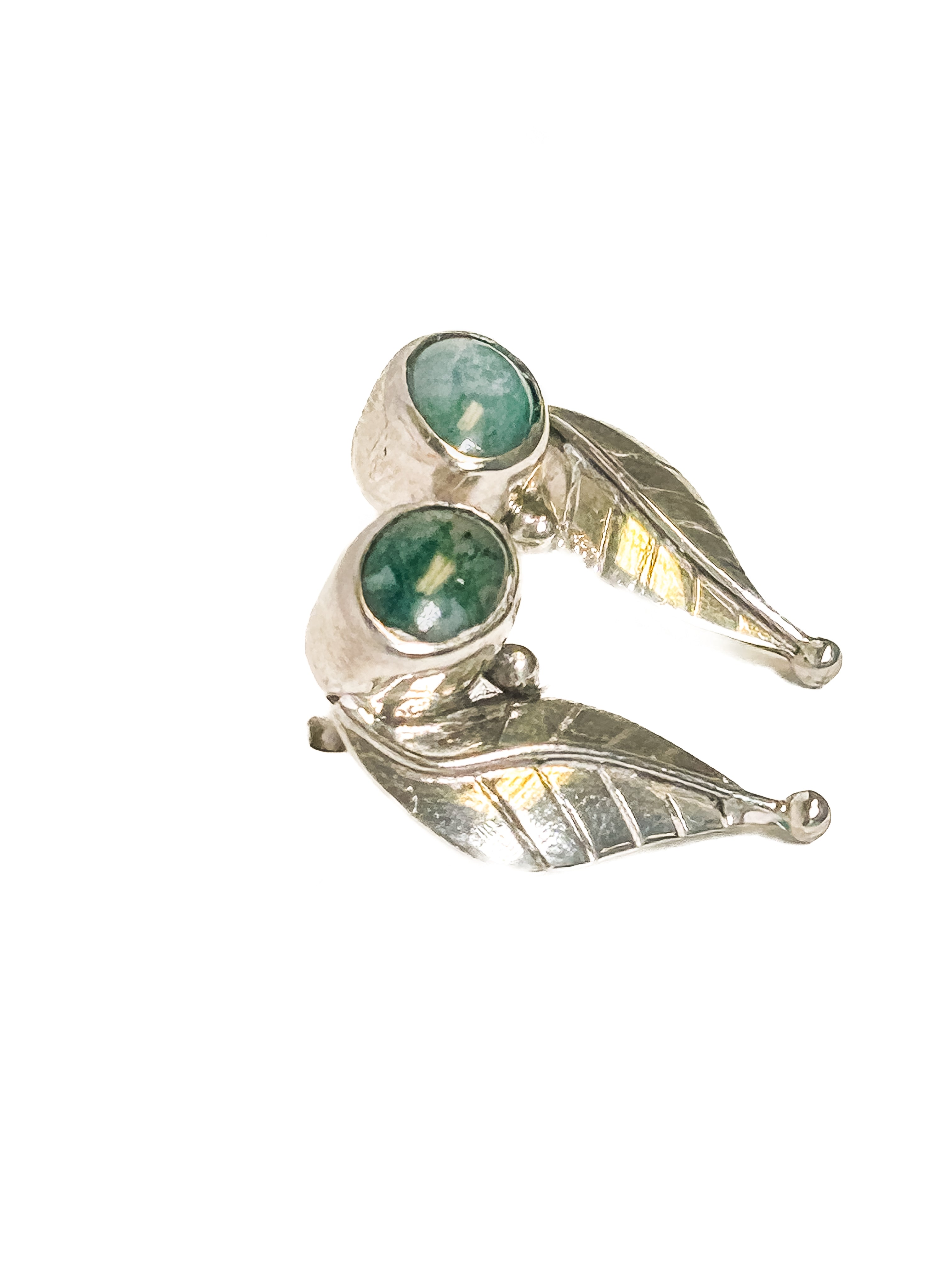 Vintage 925 Sterling Silver Green Chrysocolla Earrings