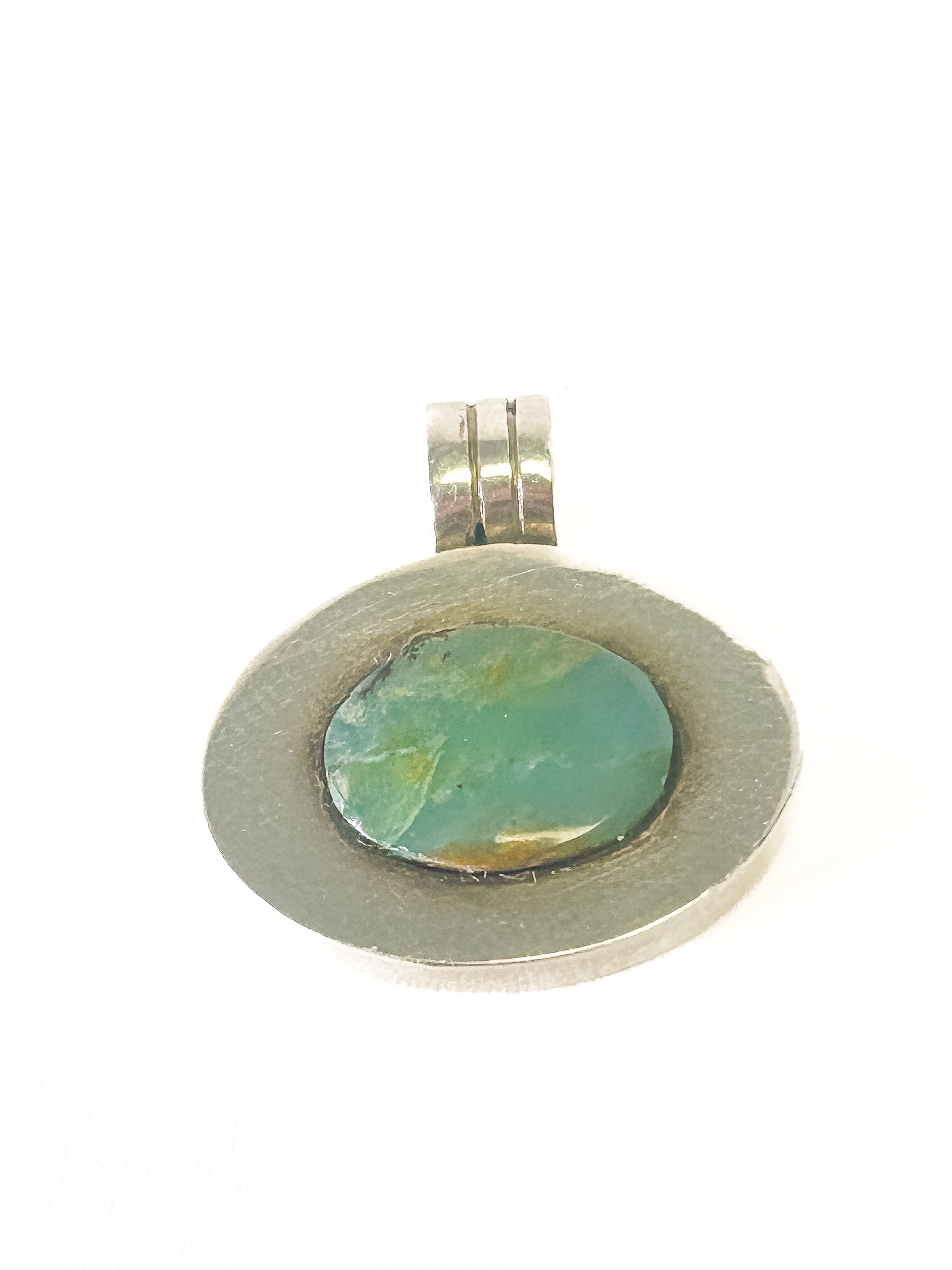 Vintage 950 Sterling Silver Chrysocolla Pendant - Frijja, LLC