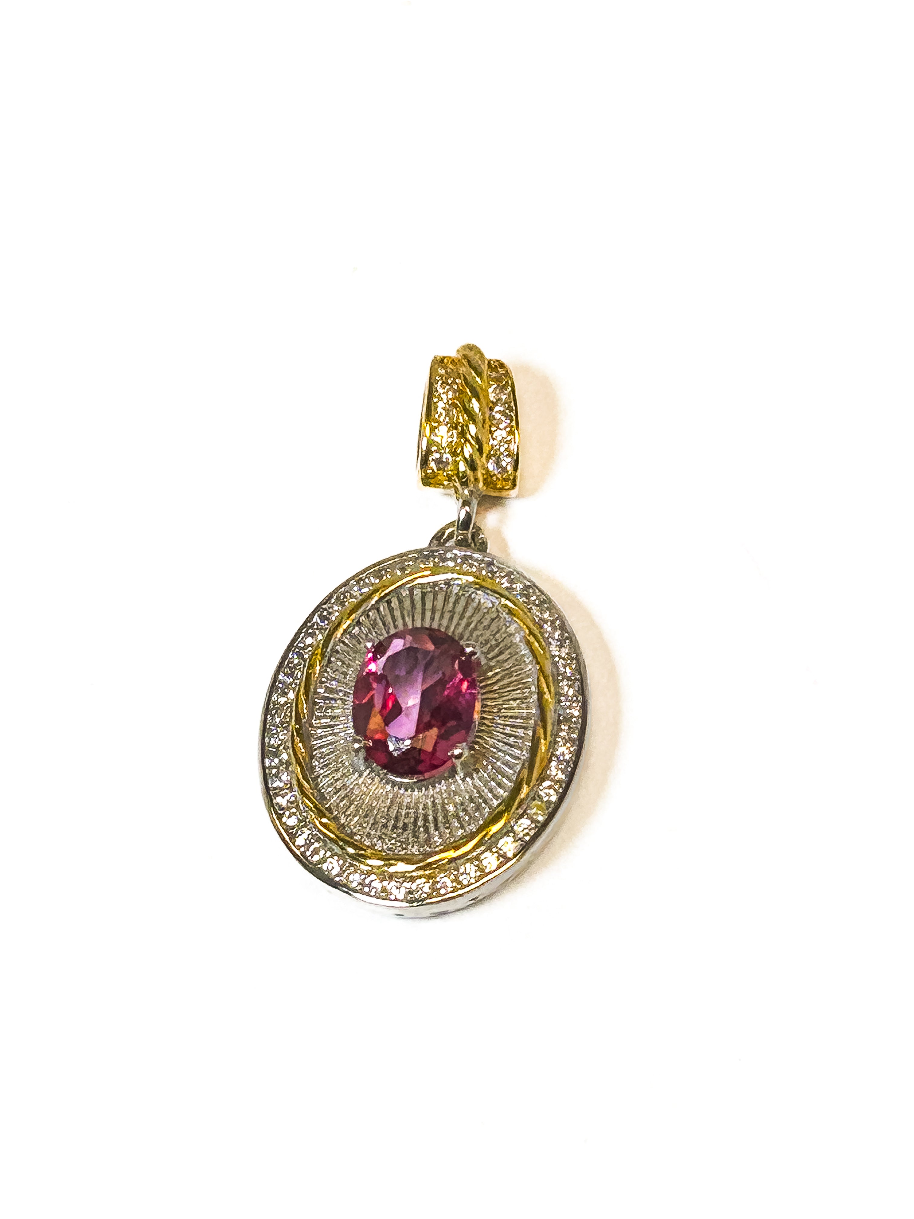 Vintage 925 Sterling Silver Pink Topaz Pendant - Frijja, LLC