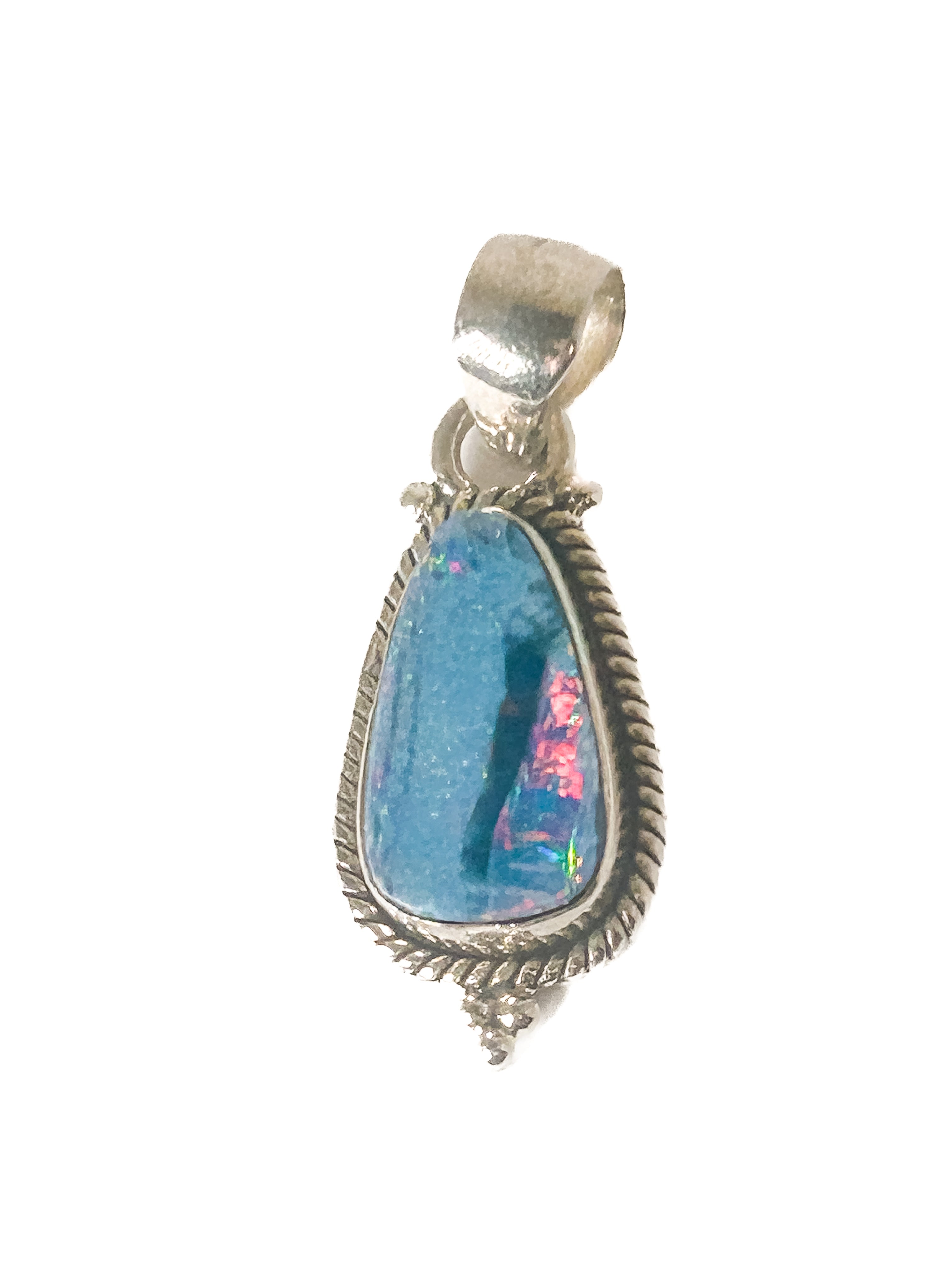Vintage 925 Sterling Silver Australian Opal Pendant - Frijja, LLC