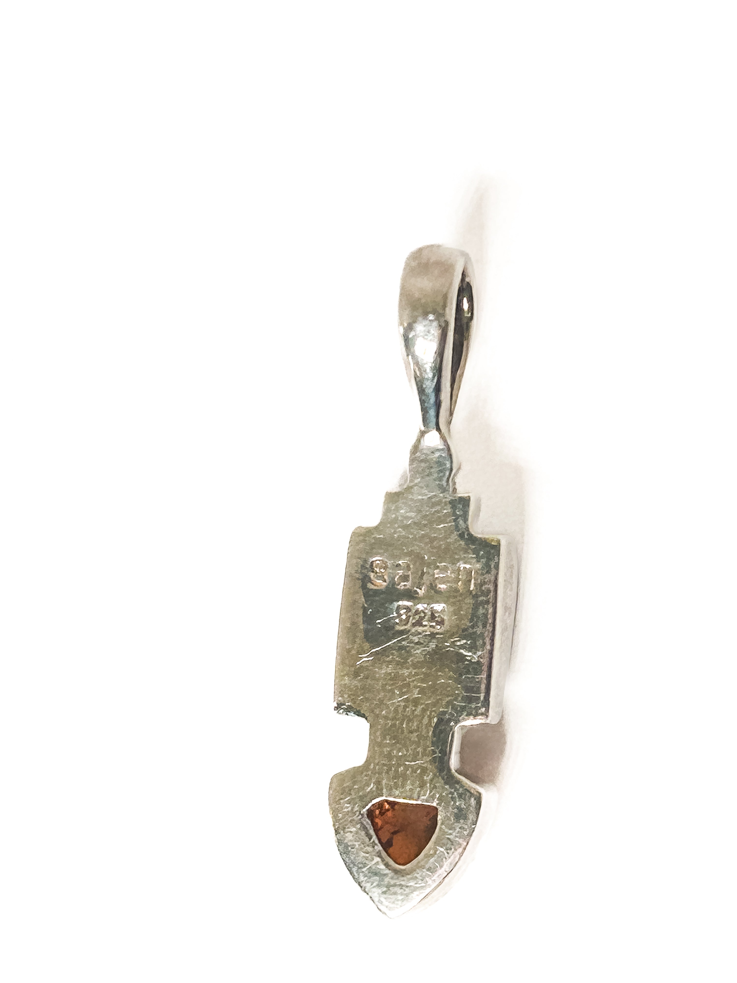 Vintage 925 Sterling Silver Onyx Amber Pendant - Frijja, LLC