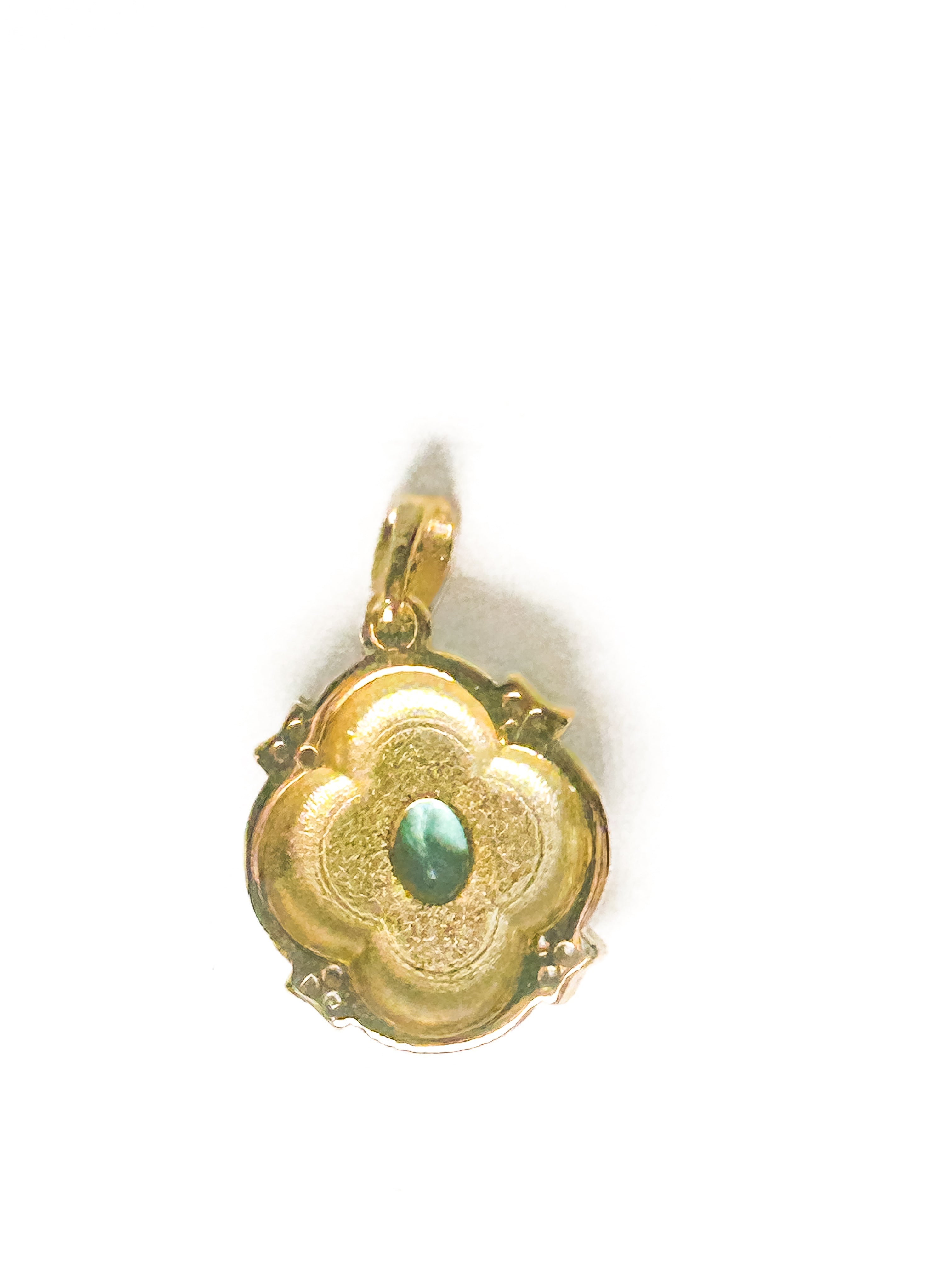 Vintage Gold Plated 925 Sterling Silver Apatite Mother of Pearl Pendant - Frijja, LLC