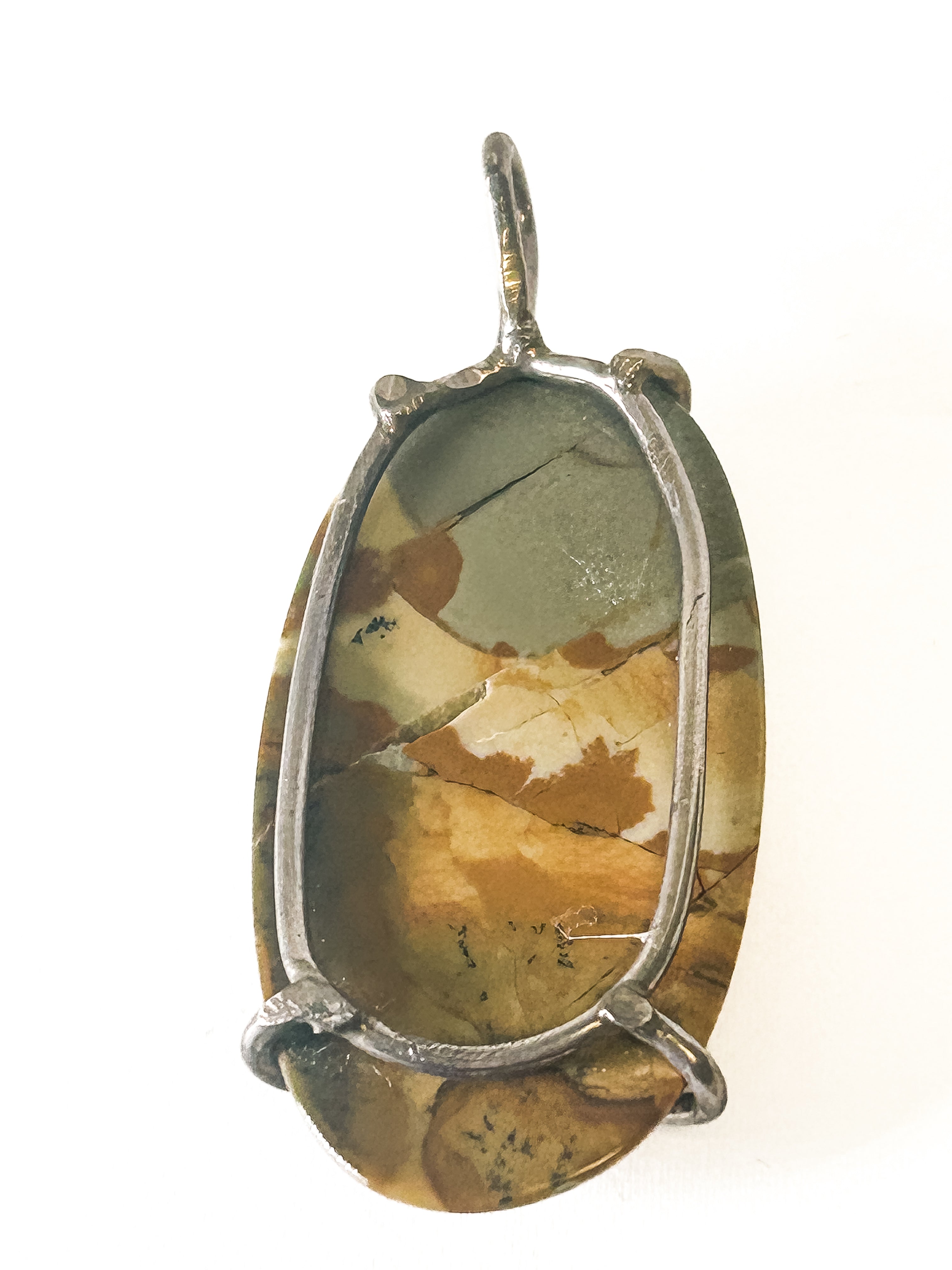 Vintage 925 Sterling Silver Picasso Jasper Pendant - Frijja, LLC