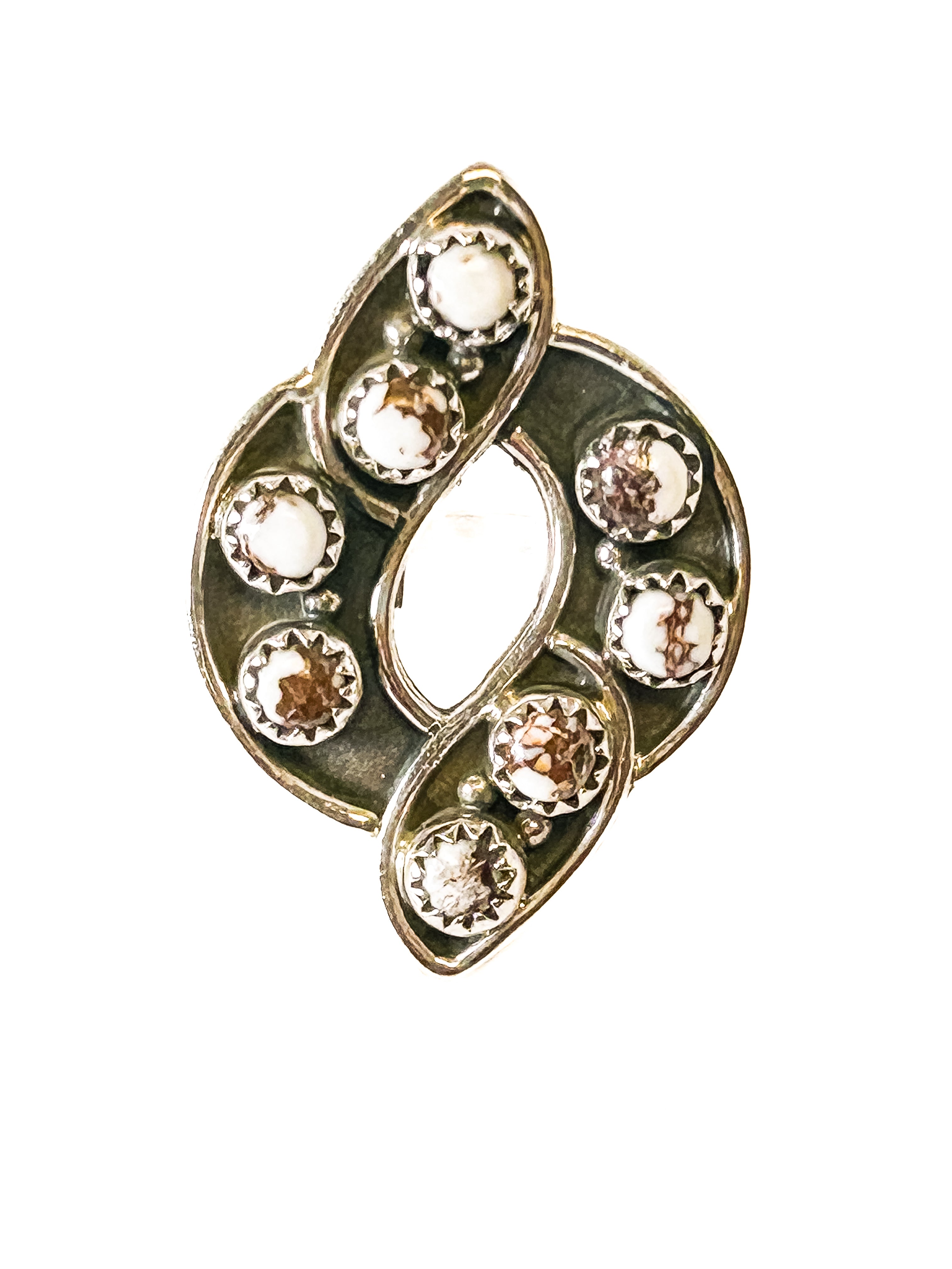 Vintage 925 Sterling Silver White Buffalo Turquoise Ring - Size 8 - Frijja, LLC