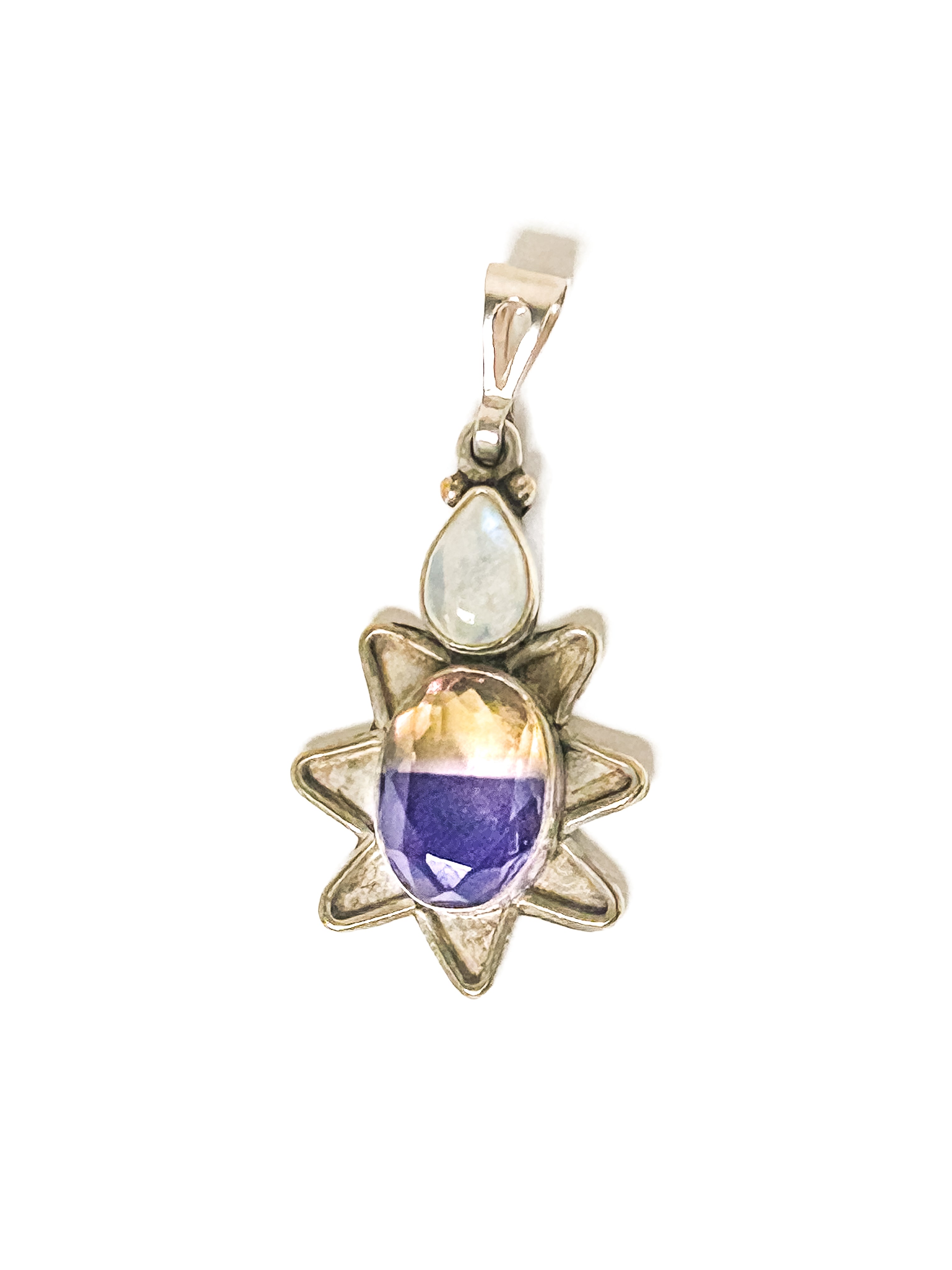 Vintage 925 Sterling Silver Ametrine and Moonstone Pendant - Frijja, LLC