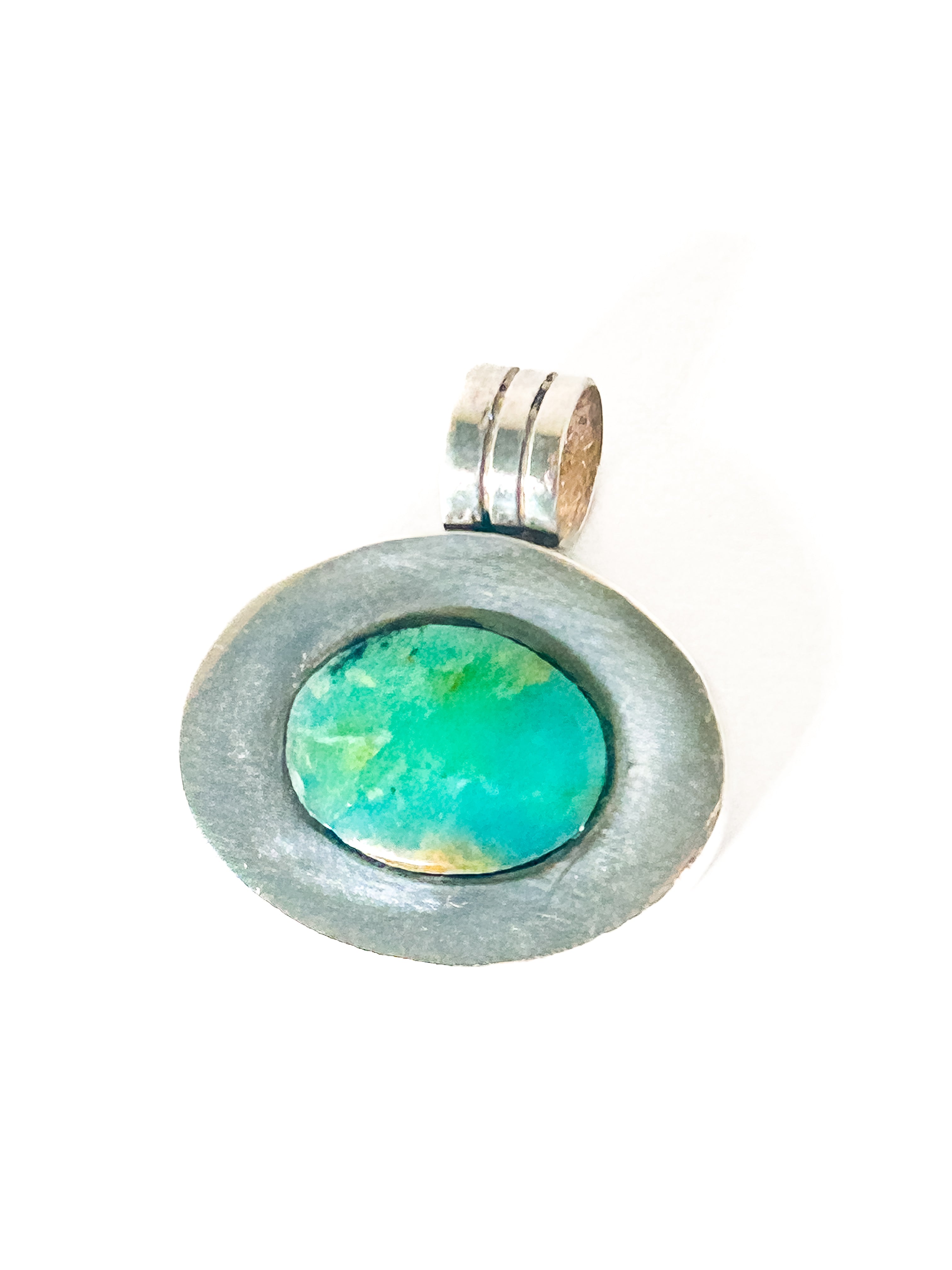 Vintage 950 Sterling Silver Chrysocolla Pendant - Frijja, LLC