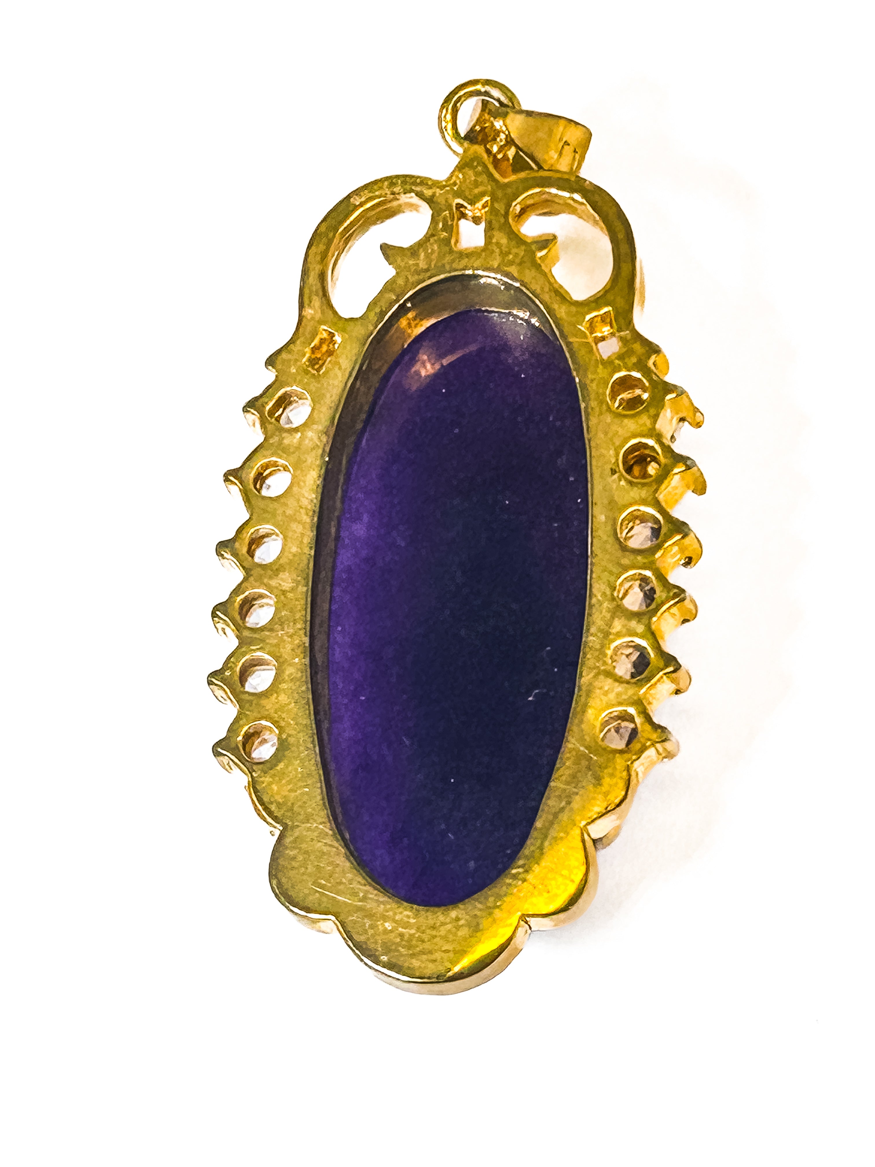 Vintage Gold Plated Oval Purple Agate Pendant - Frijja, LLC