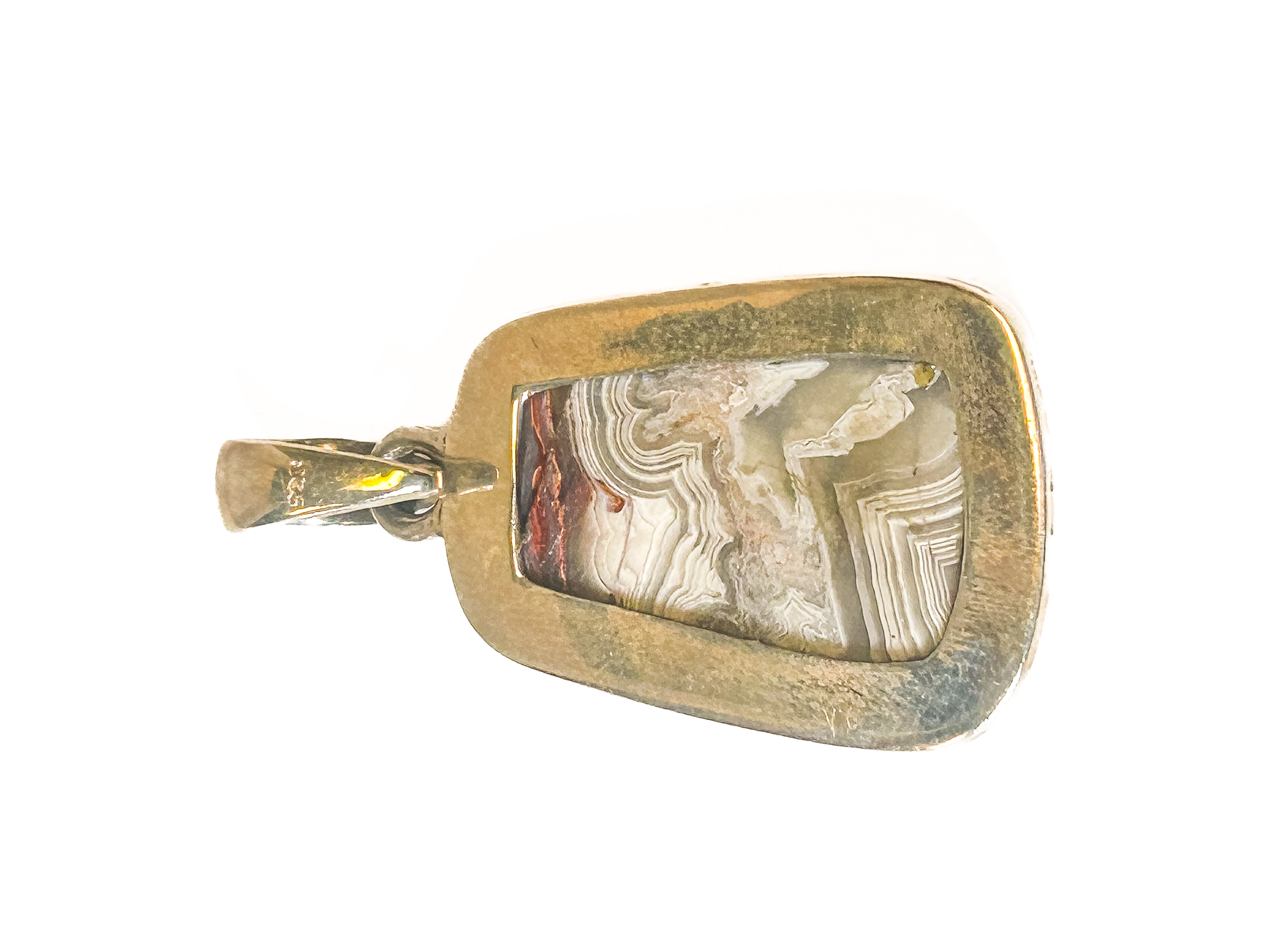 Vintage 925 Sterling Silver Lace Agate Pendant - Frijja, LLC