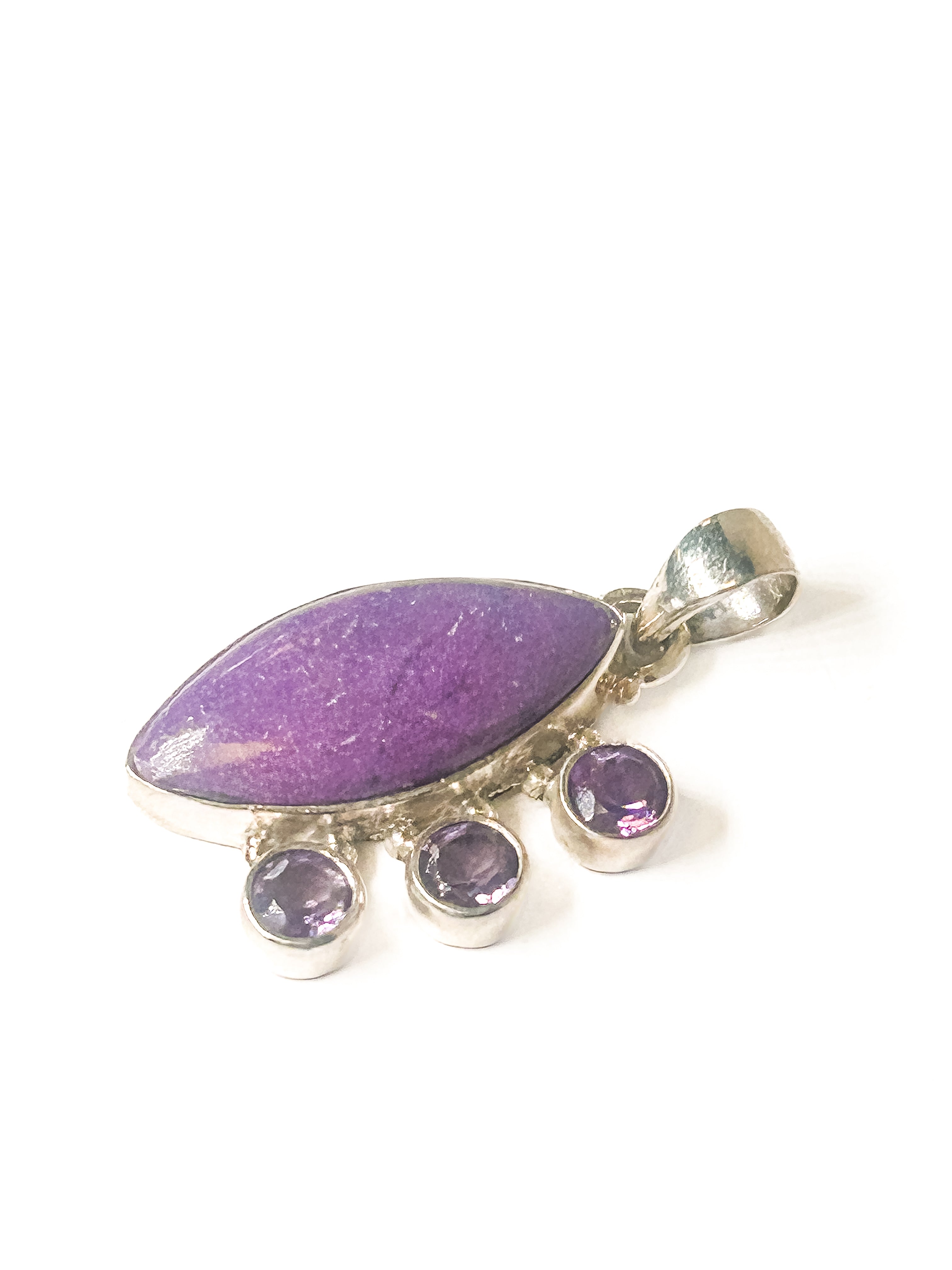 Vintage 925 Sterling Silver Sugilite and Amethyst Pendant - Frijja, LLC