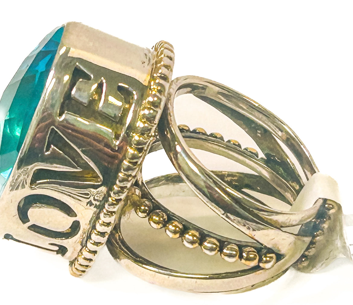 Vintage 925 Sterling Silver Apatite Love Ring size 8 - Frijja, LLC