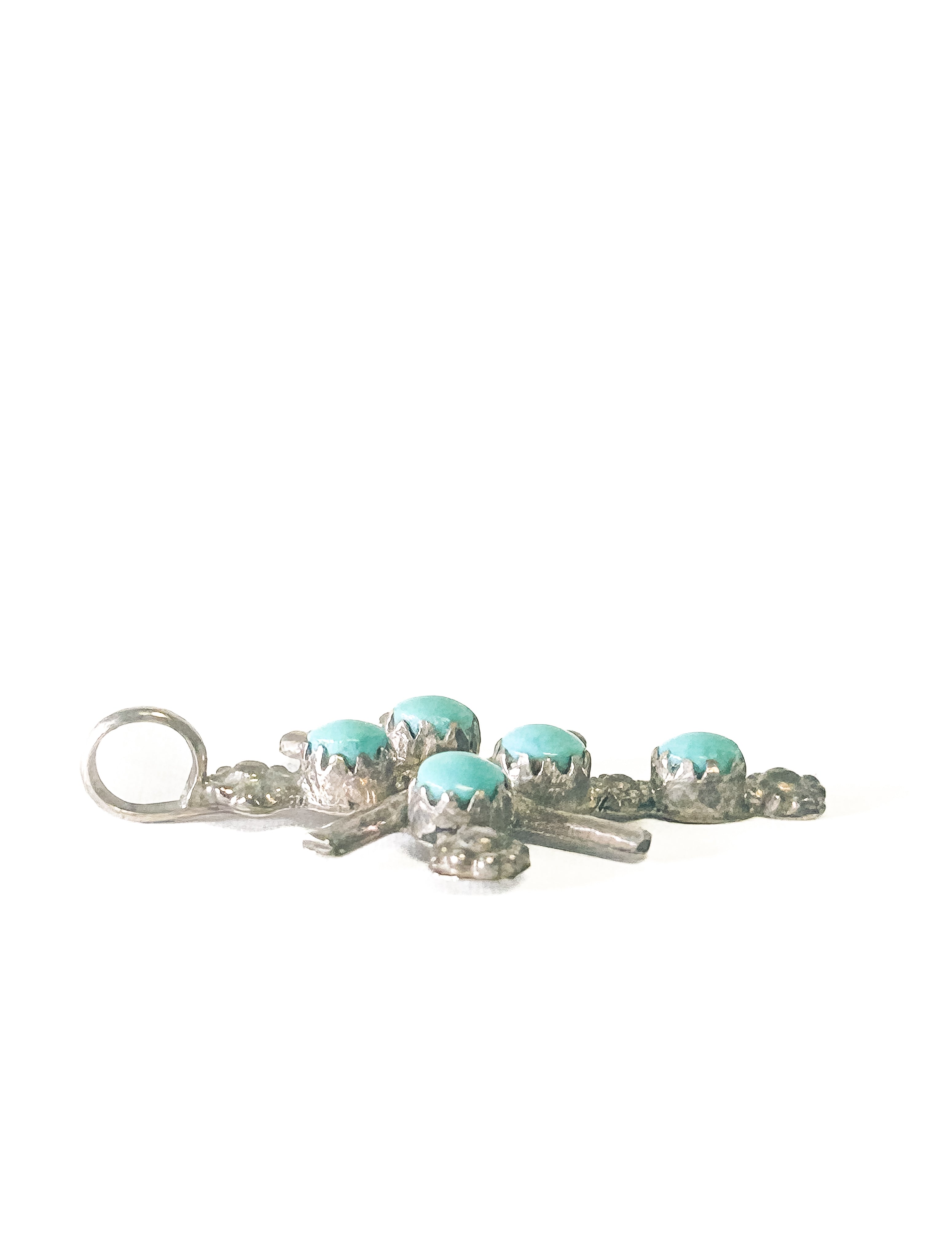 Vintage 925 Sterling Silver Turquoise Cross Pendant - Frijja, LLC