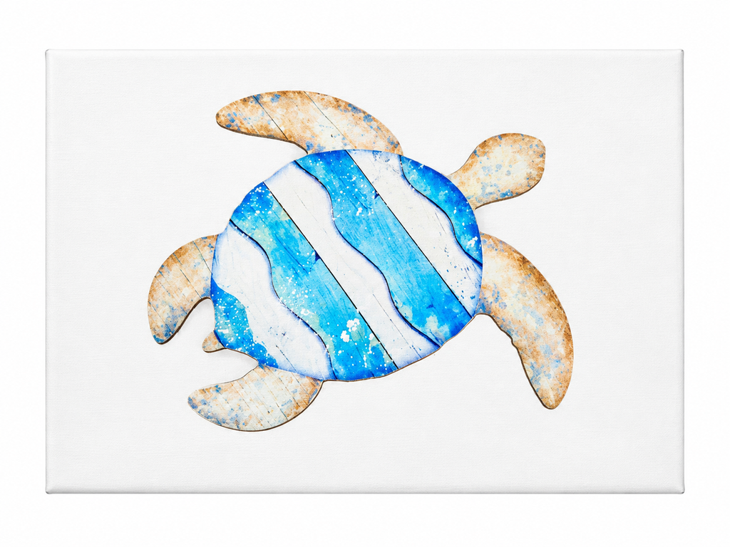 Beach Turtle Wall Art Hanging - 10” x 6”