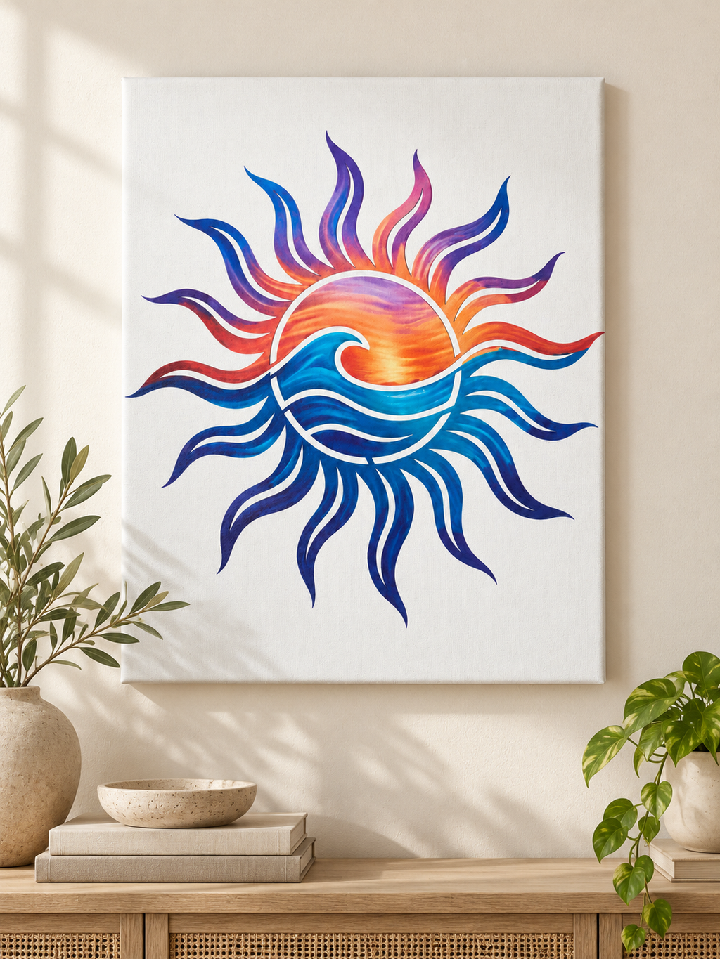 Sunset Beach Wall Hanging Artwork Decor 10” x 6”