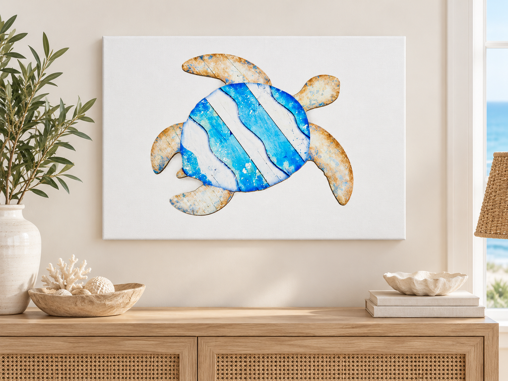 Beach Turtle Wall Art Hanging - 10” x 6”