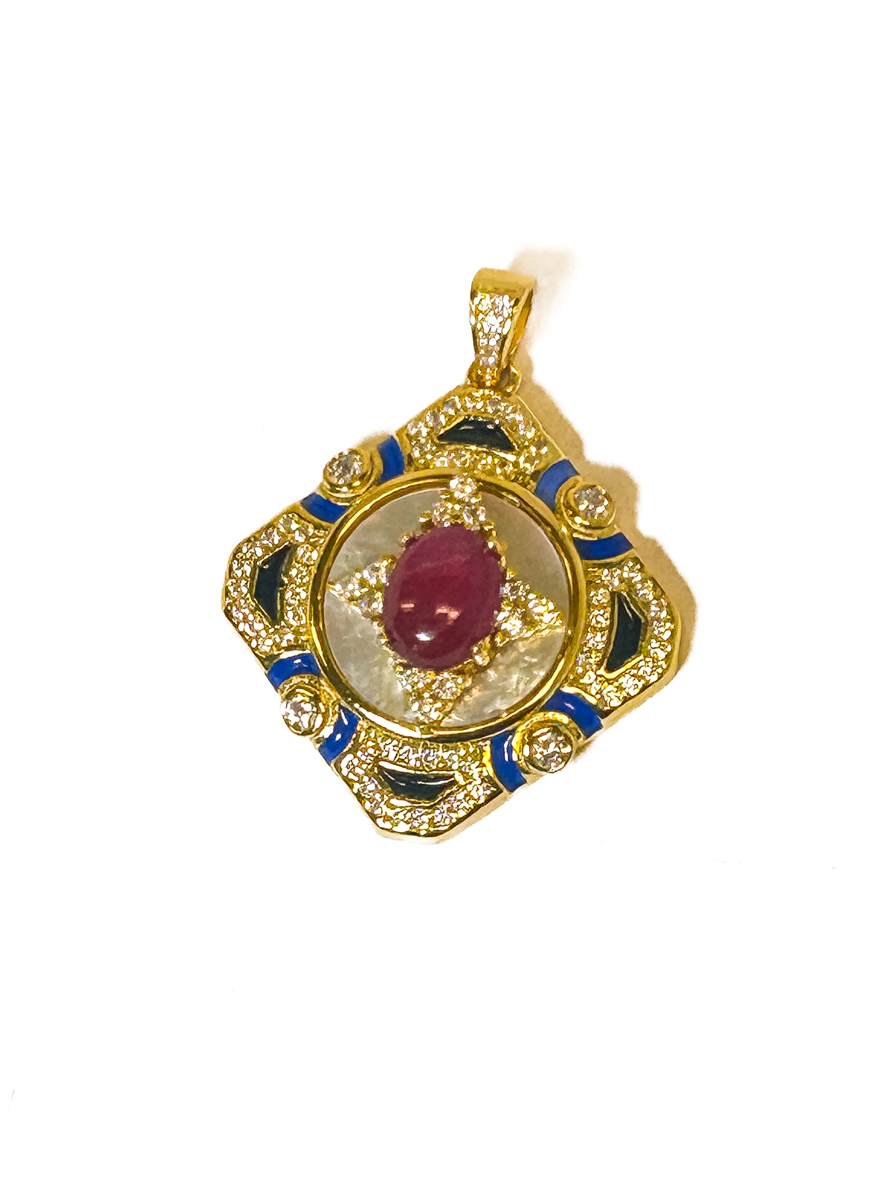 Vintage Gold Plated 925 Sterling Silver Ruby Pendant - Frijja, LLC