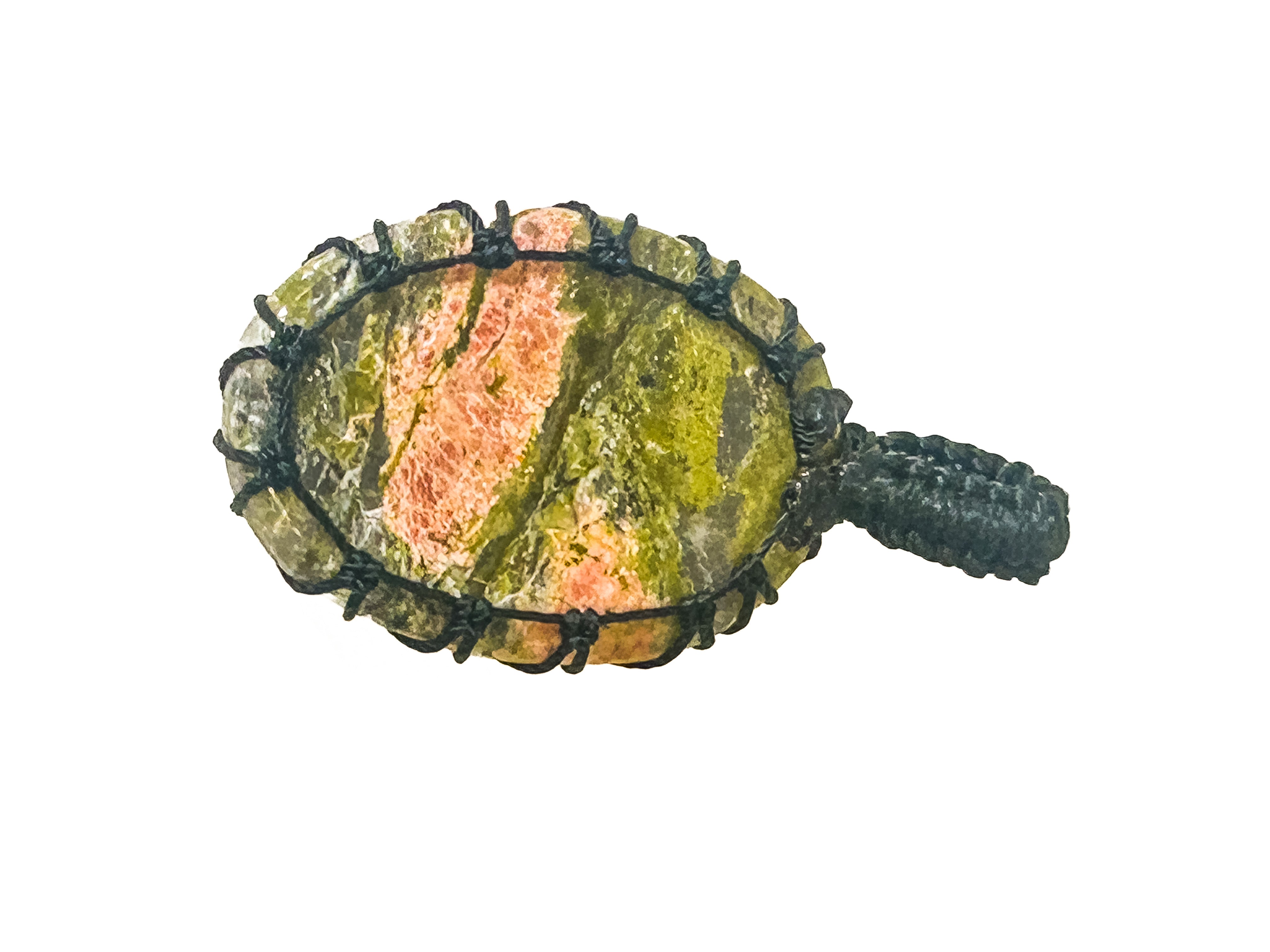Vintage Black Cord Unakite Pendant - Frijja, LLC