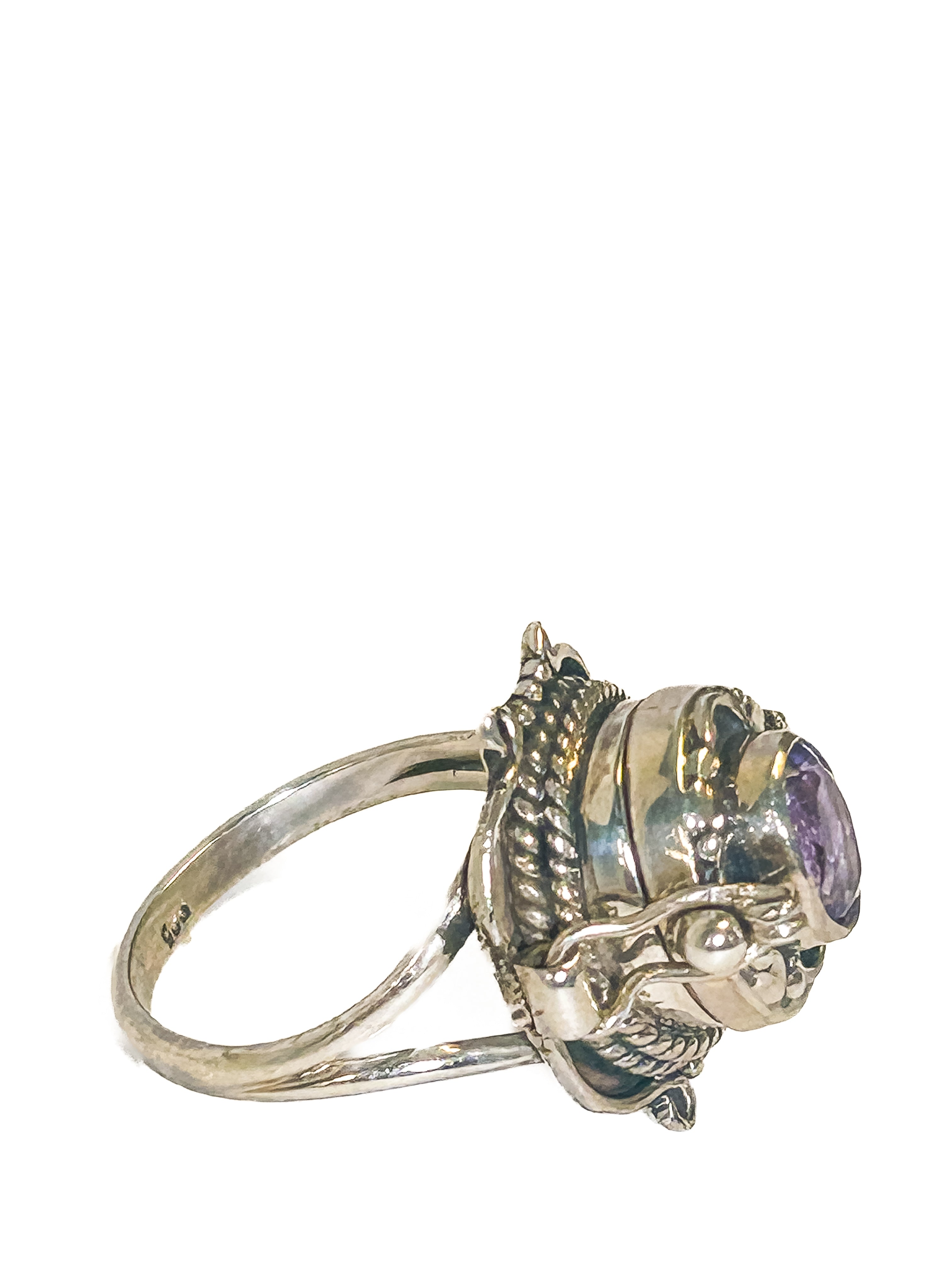 Vintage 925 Sterling Silver Amethyst Poison Ring Size 7 - Frijja, LLC